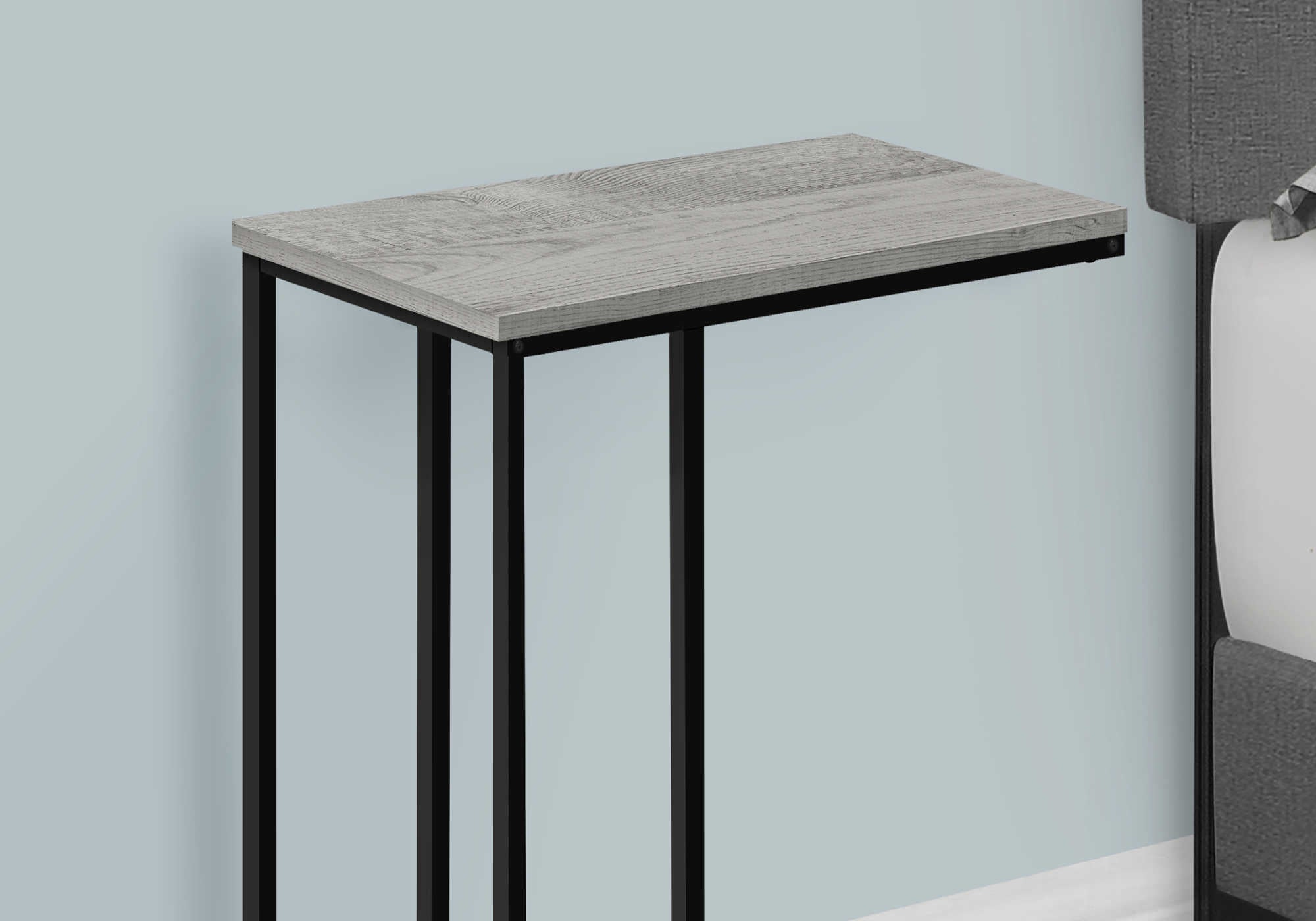 TABLE DE NUIT - 25"H / GRIS / MÉTAL NOIR #I 3762