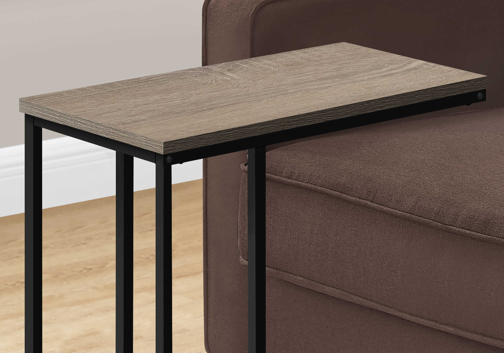 TABLE D'APPOINT - 25"H / TAUPE FONCÉ / MÉTAL NOIR #I 3766