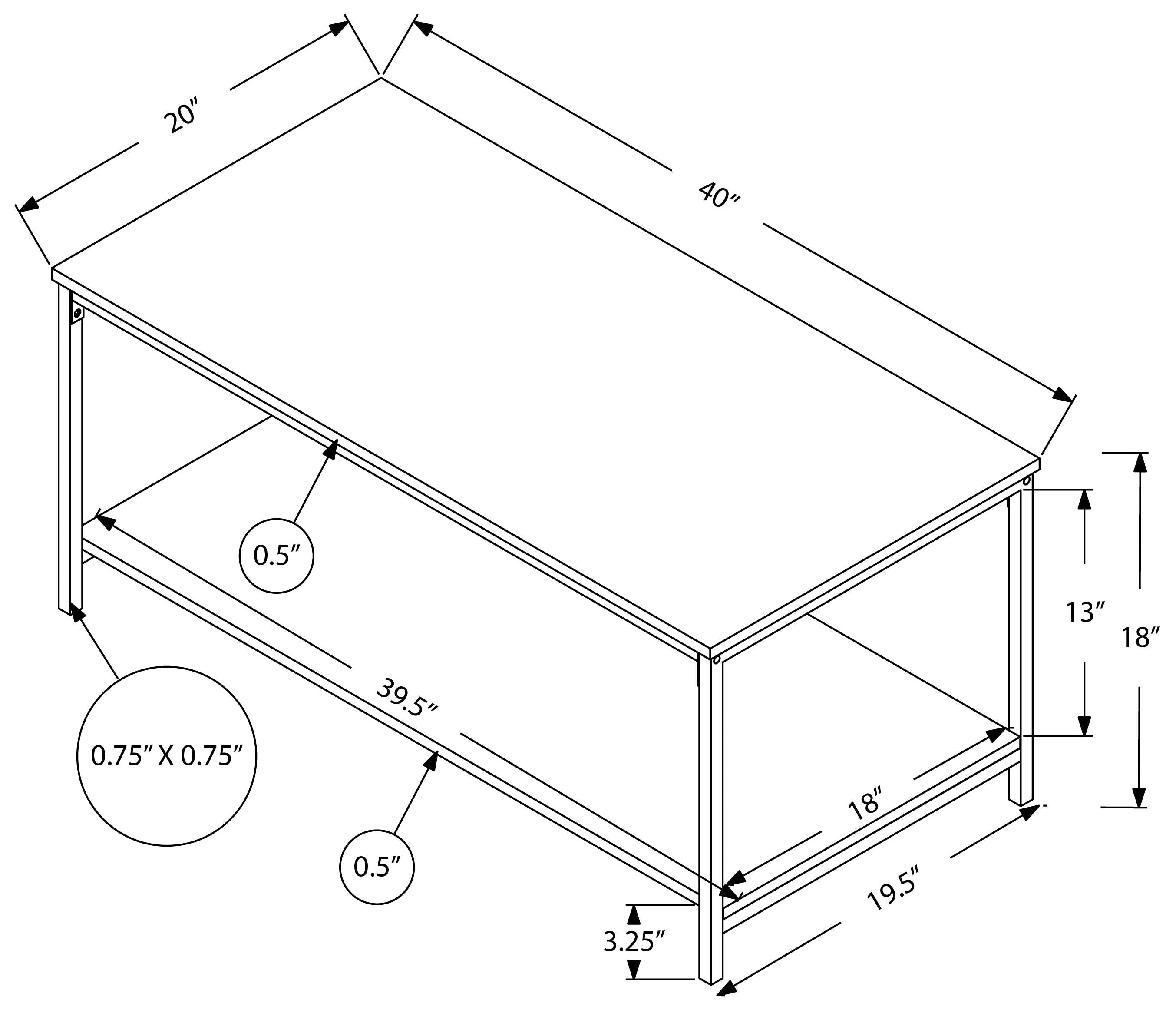 COFFEE TABLE - 40"L / WHITE / SILVER METAL # I 3800