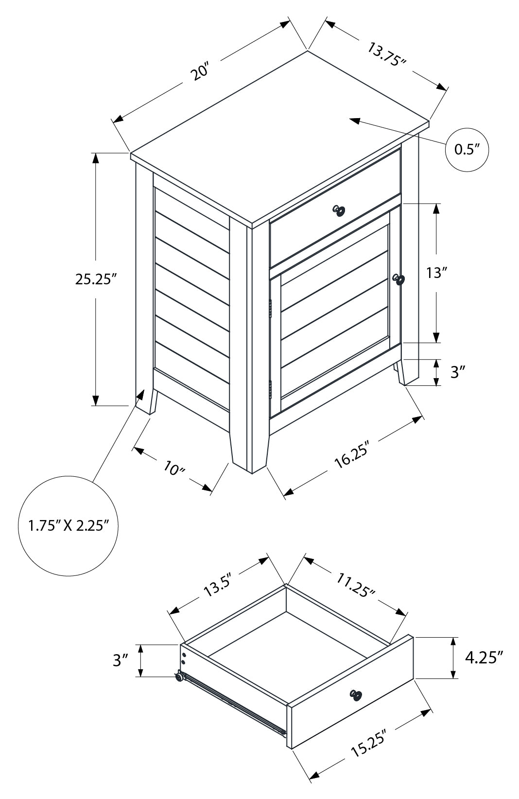 NIGHTSTAND - 25"H / BLACK VENEER END TABLE #I 3951