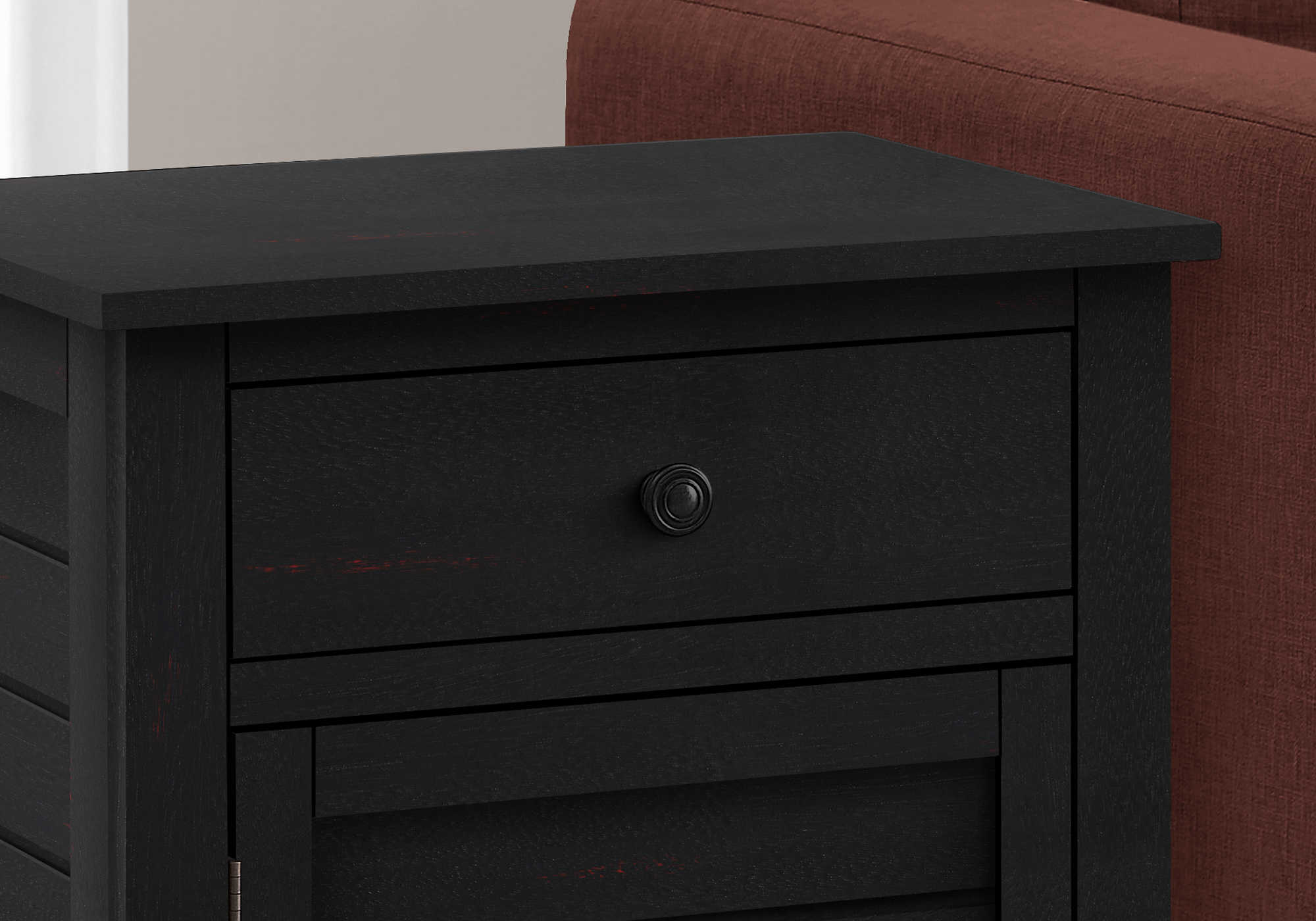 NIGHTSTAND - 25"H / BLACK VENEER END TABLE #I 3951