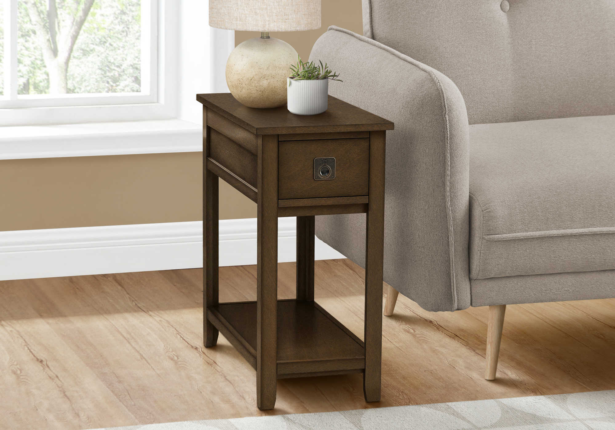 ACCENT TABLE - 24"H / ESPRESSO VENEER END TABLE #I 3953