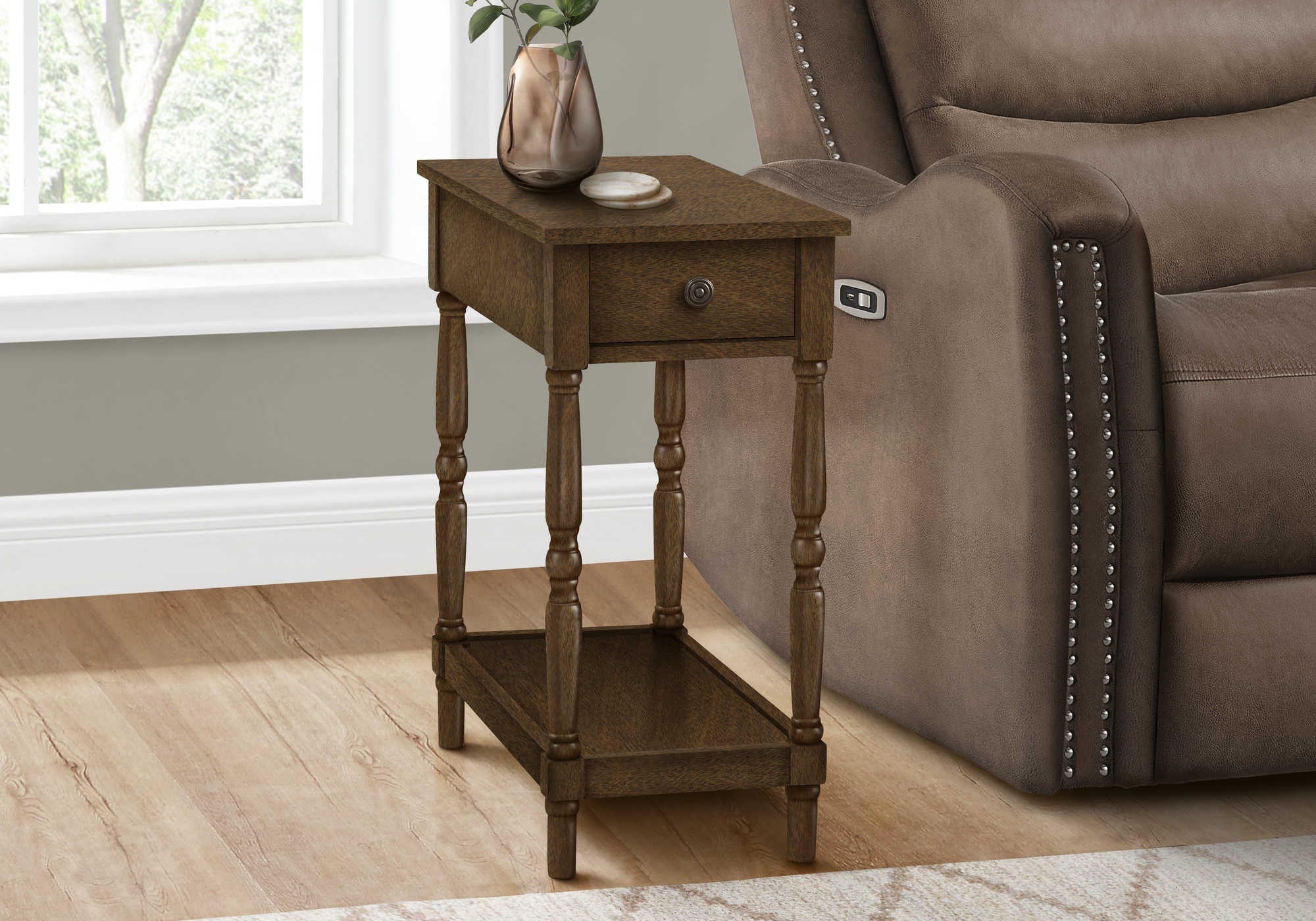 ACCENT TABLE - 24"H / ESPRESSO VENEER END TABLE #I 3957