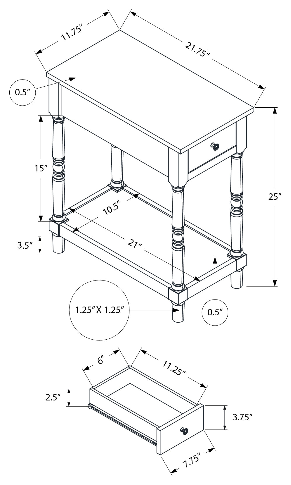 ACCENT TABLE - 24"H / ESPRESSO VENEER END TABLE #I 3957