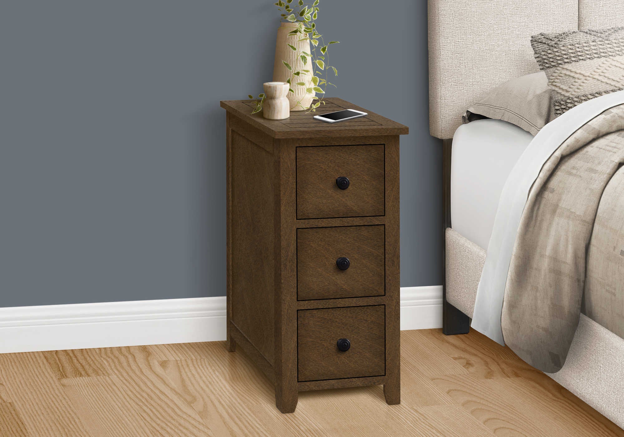 NIGHTSTAND - 24"H / ESPRESSO VENEER END TABLE #I 3959