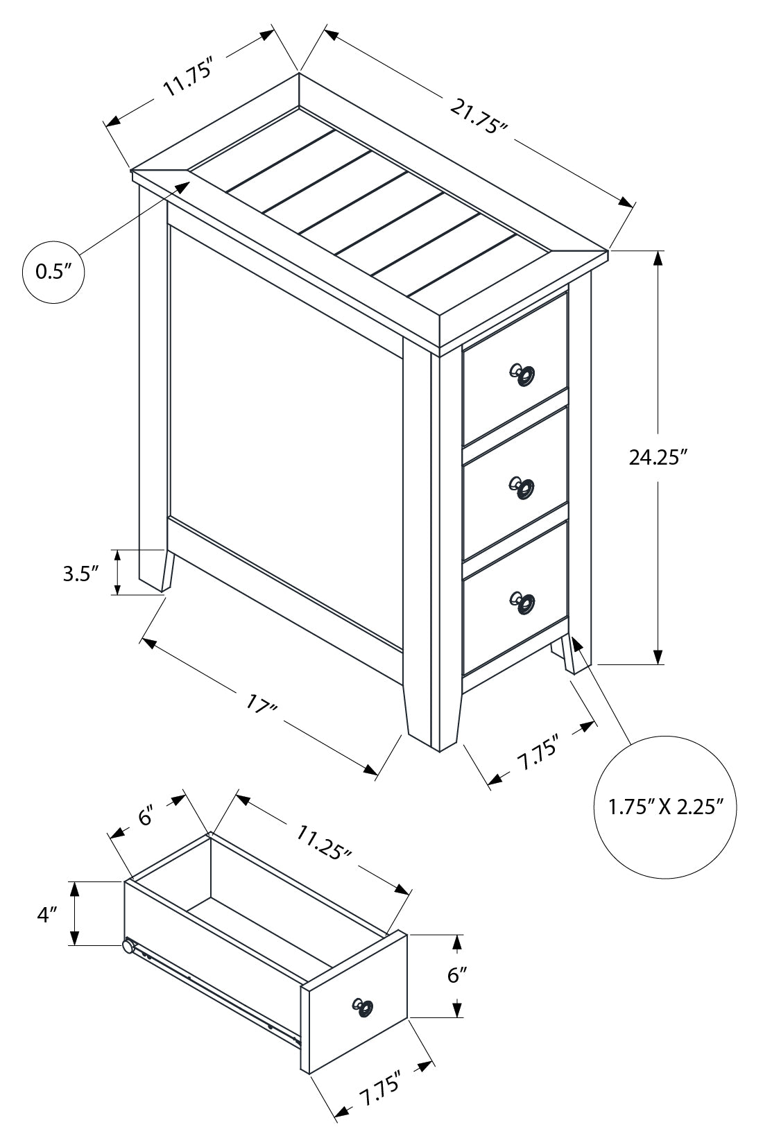 NIGHTSTAND - 24"H / ESPRESSO VENEER END TABLE #I 3959