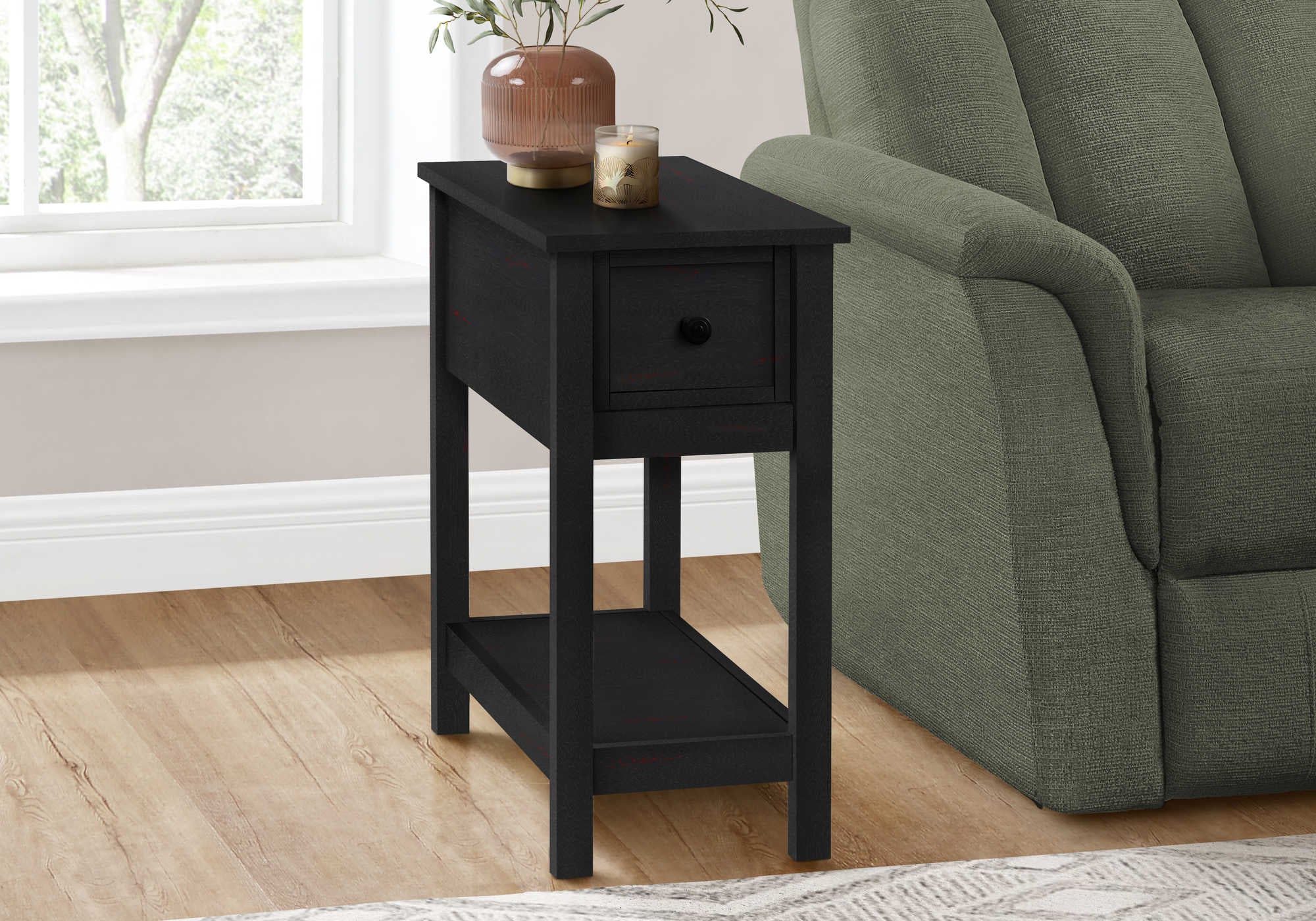 TABLE D'APPOINT - 24"H / TABLE D'APPOINT EN PLACAGE NOIR #I 3961