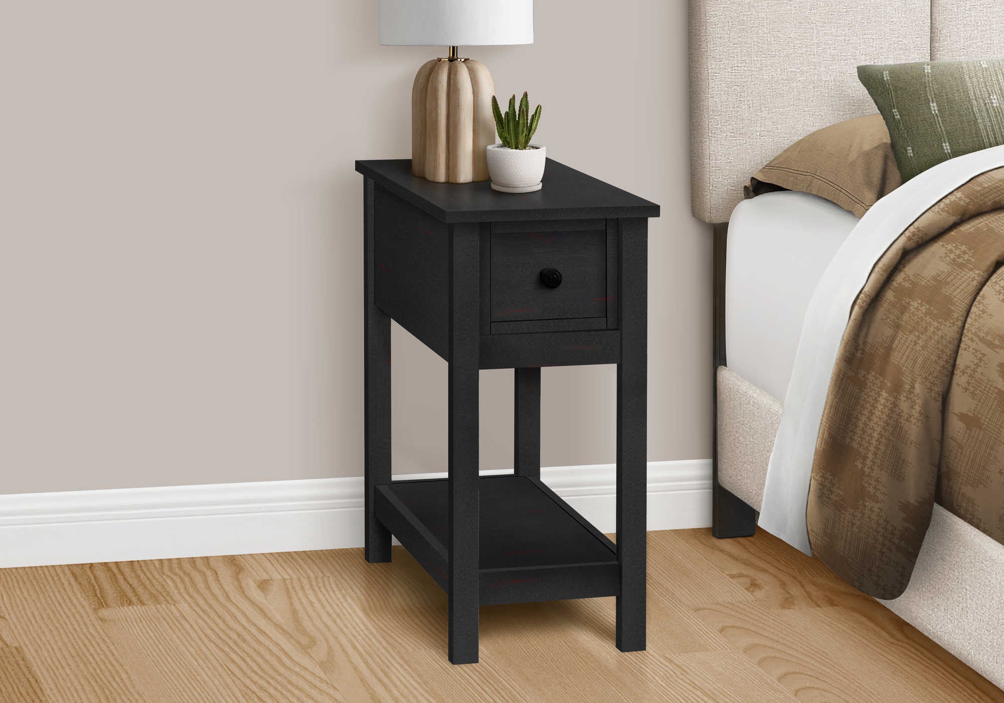 NIGHTSTAND - 24"H / BLACK VENEER END TABLE #I 3961