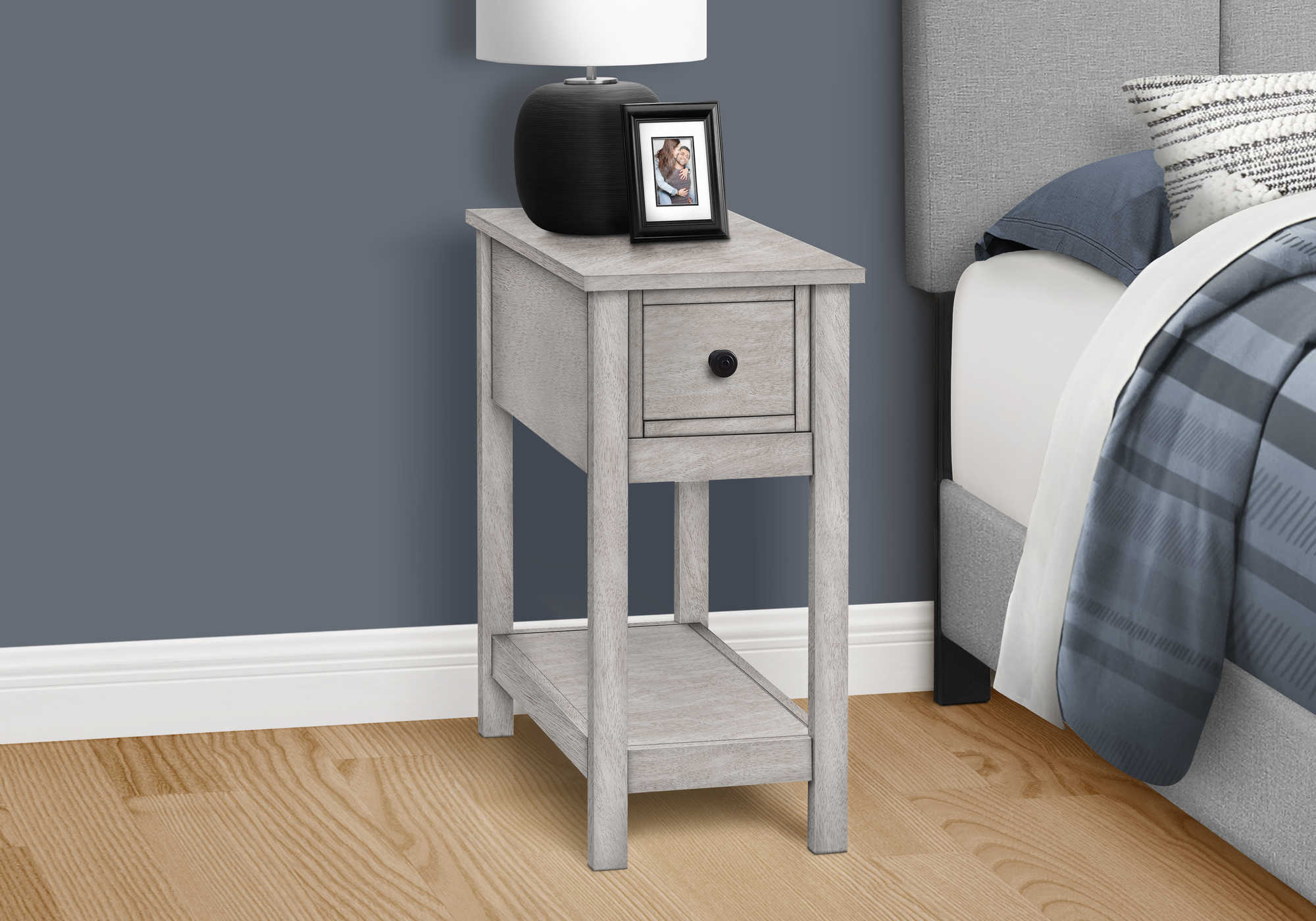 NIGHTSTAND - 24"H / WASHED GREY VENEER END TABLE #I 3963