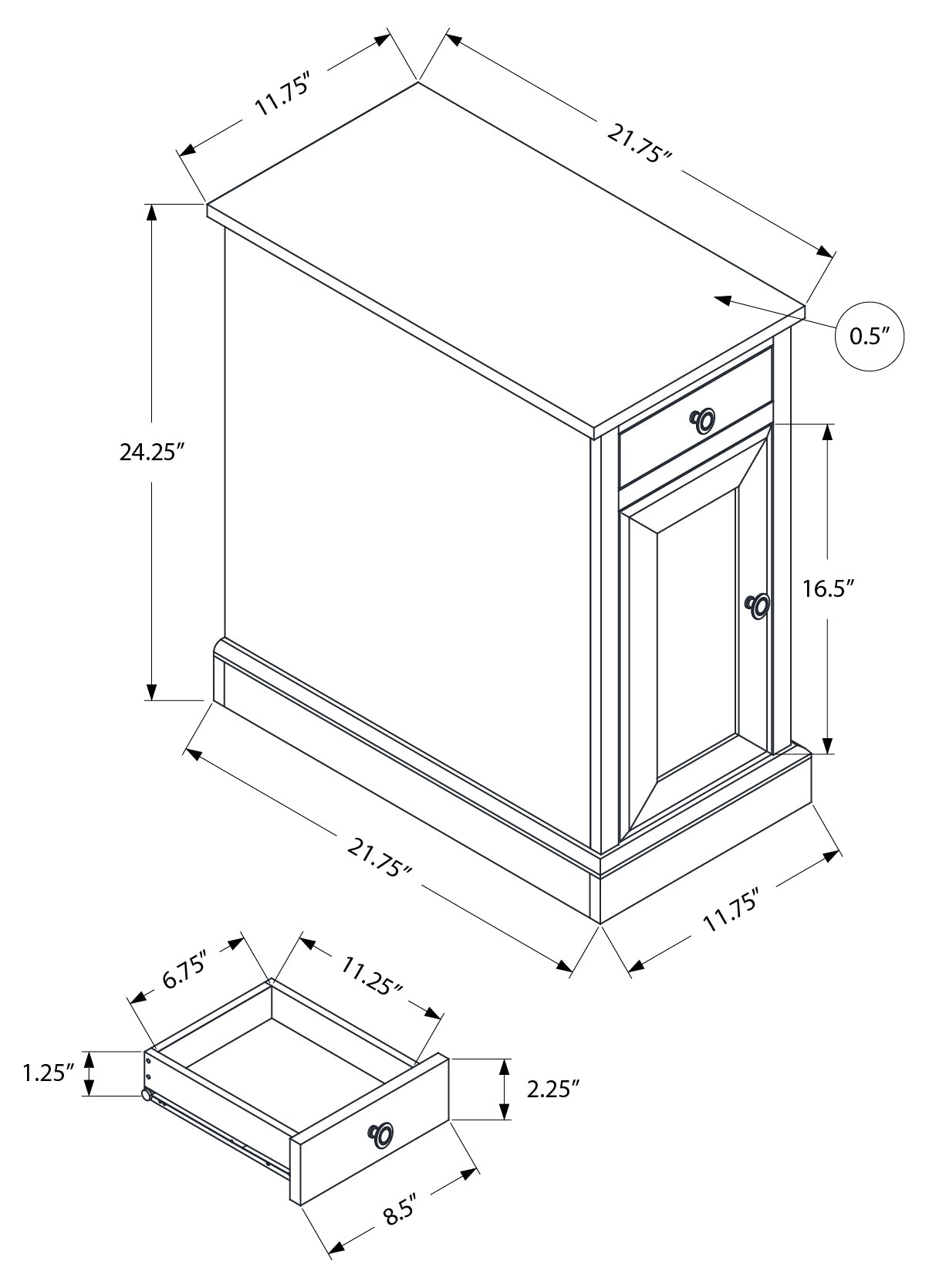 NIGHTSTAND - 24"H / ESPRESSO VENEER END TABLE #I 3964