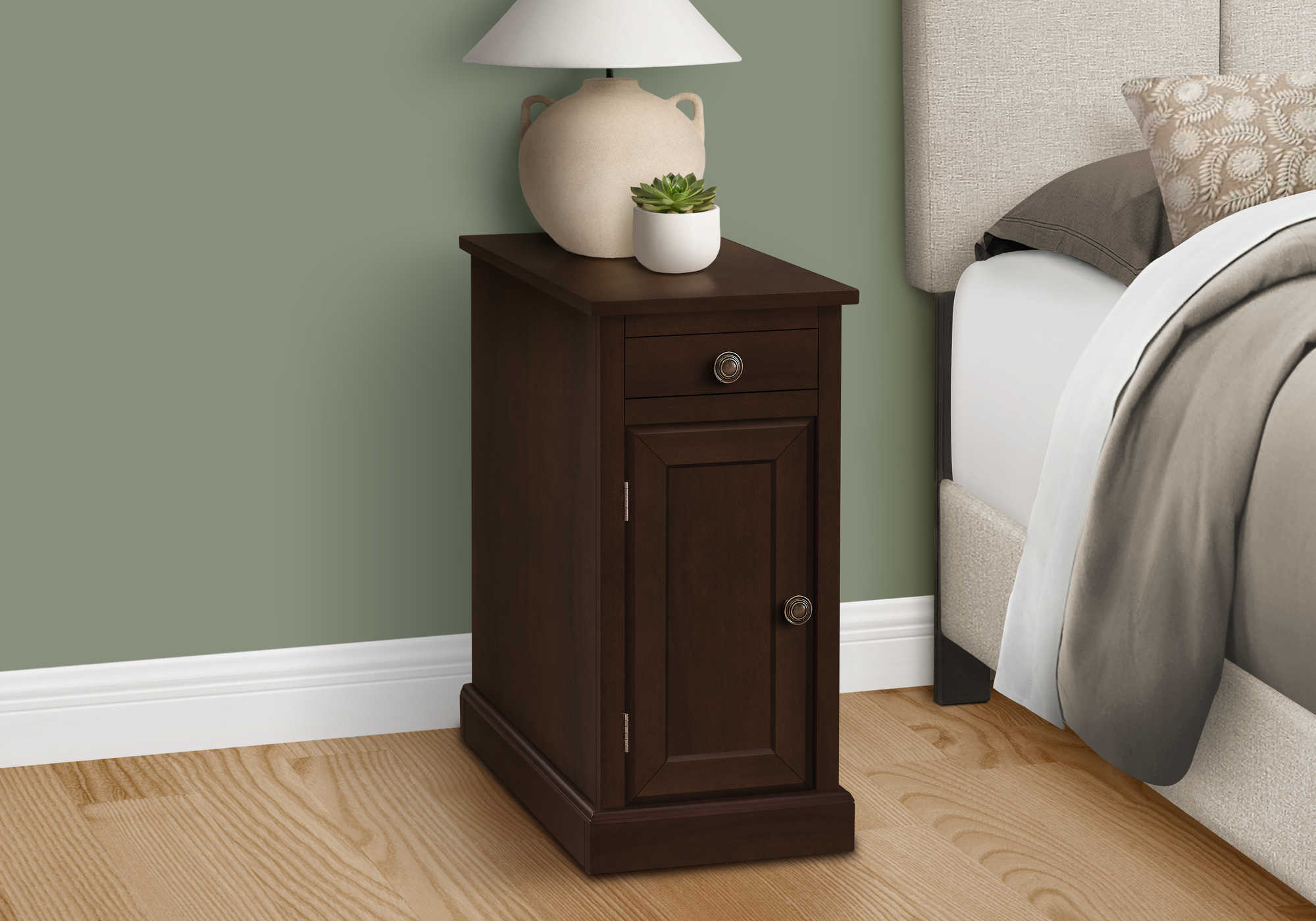 NIGHTSTAND - 24"H / ESPRESSO VENEER END TABLE #I 3964