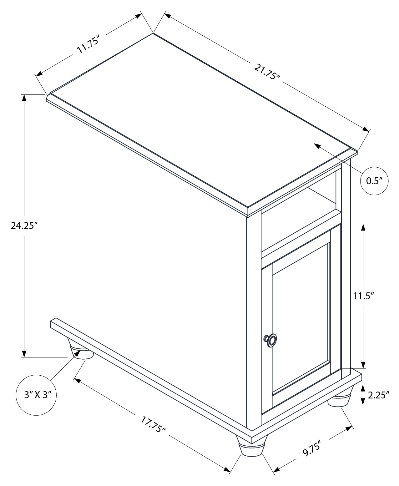 NIGHTSTAND - 24"H / ANTIQUE WHITE / ESPRESSO VENEER #I 3965