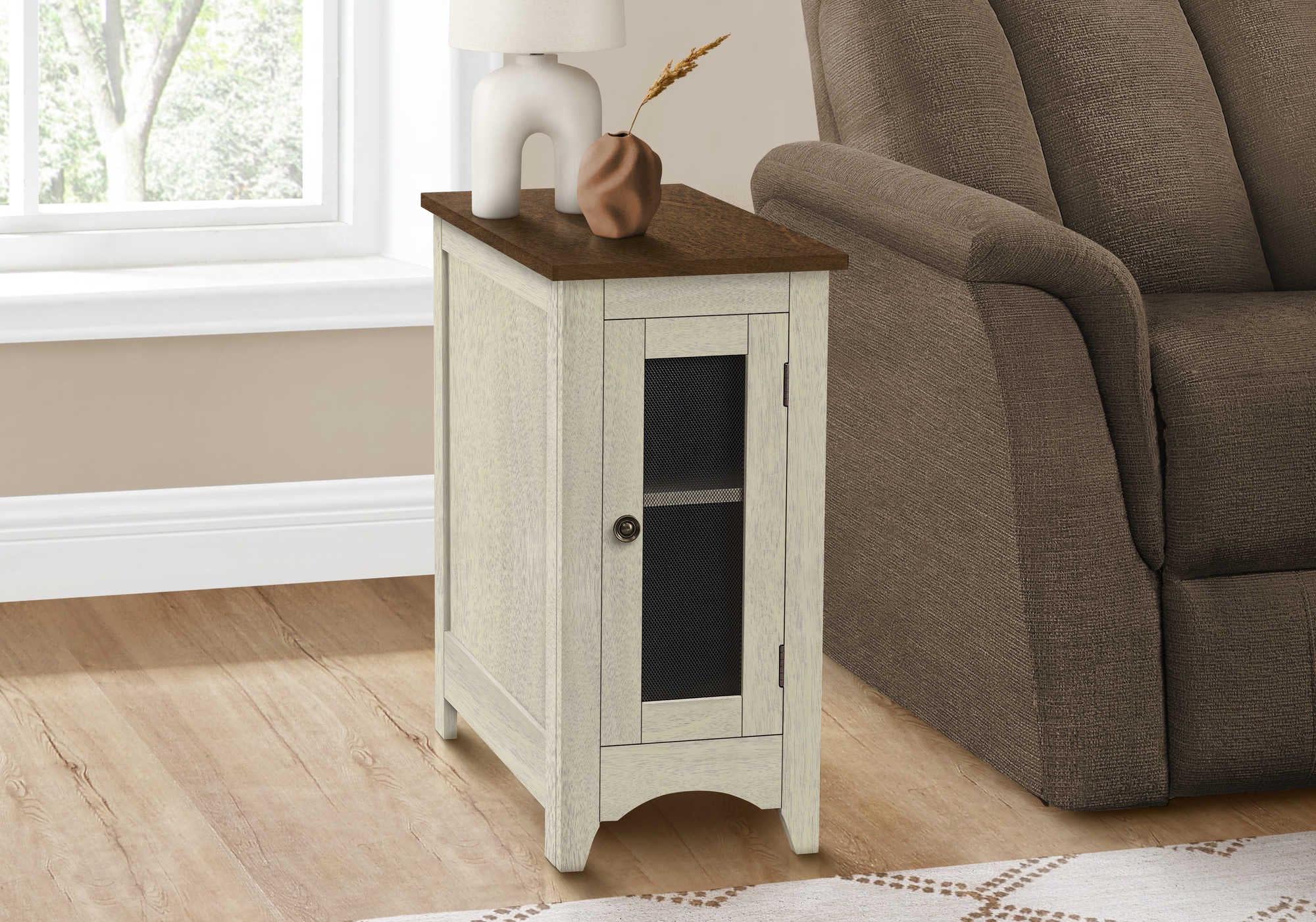 NIGHTSTAND - 24"H / ANTIQUE WHITE / ESPRESSO VENEER #I 3966