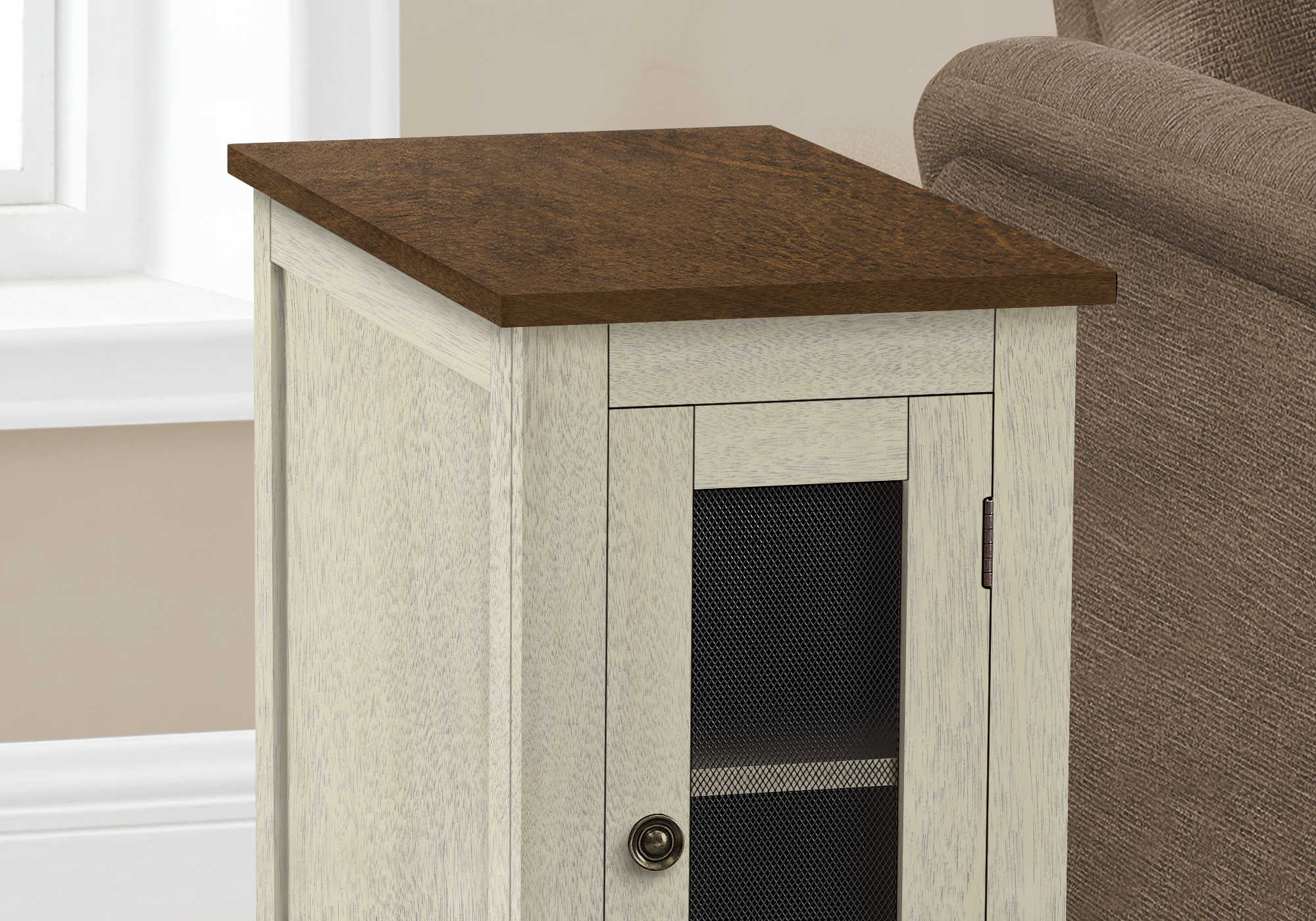 NIGHTSTAND - 24"H / ANTIQUE WHITE / ESPRESSO VENEER #I 3966