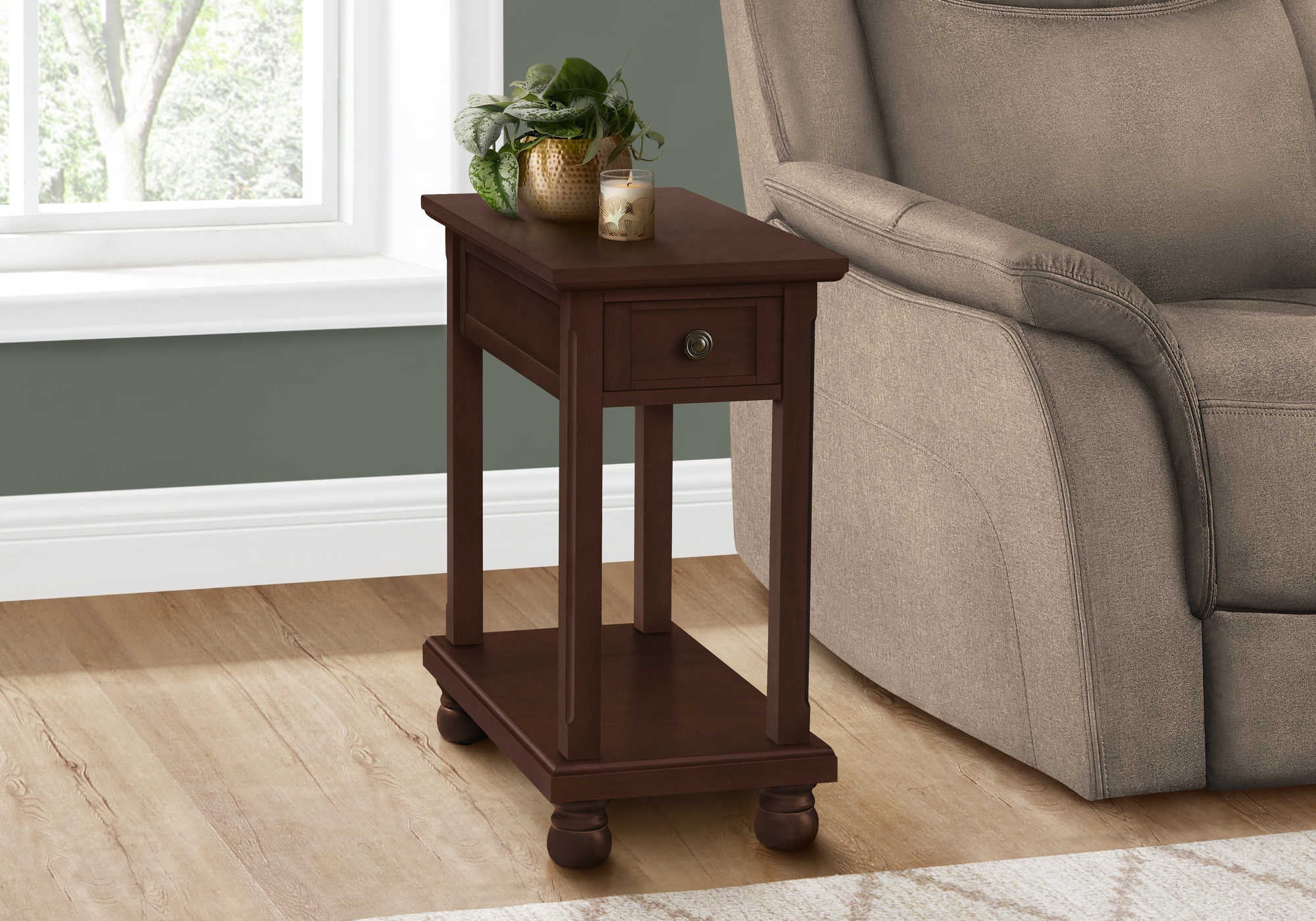 ACCENT TABLE - 24"H / ESPRESSO VENEER END TABLE #I 3967