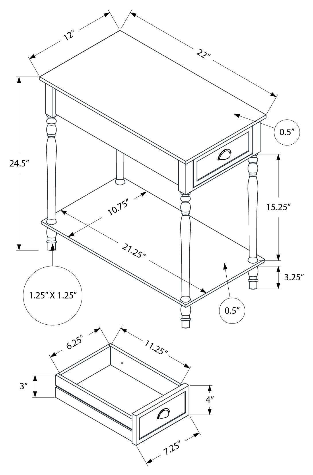 TABLE D'APPOINT - 24"H / TABLE D'APPOINT EN PLACAGE VERT FONCÉ #I 3968