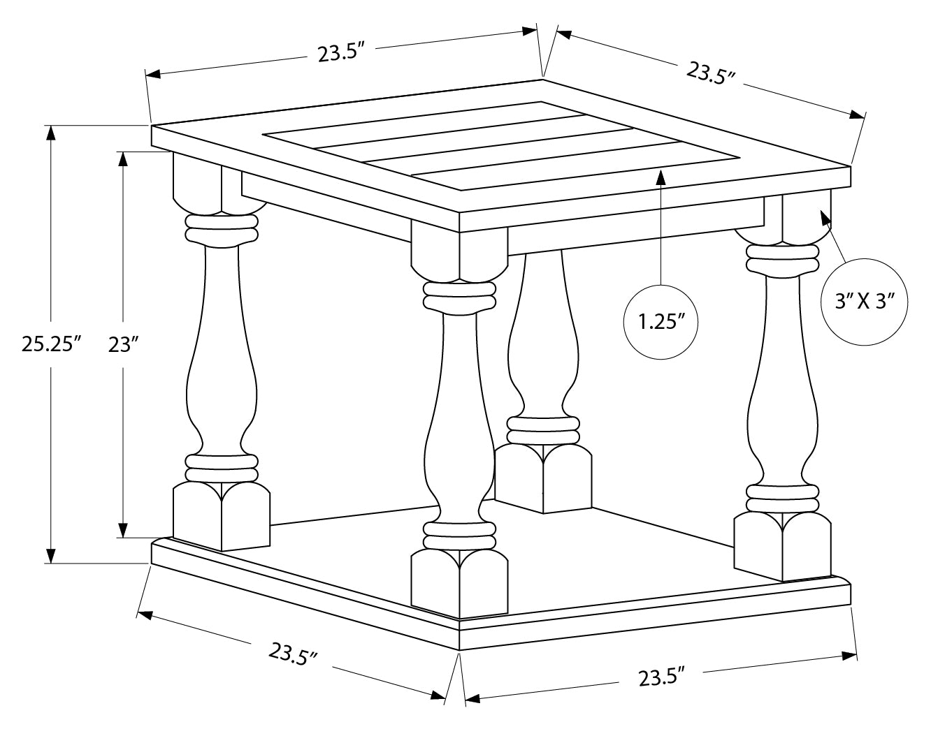 NIGHTSTAND - 25"H / ESPRESSO VENEER END TABLE #I 3970