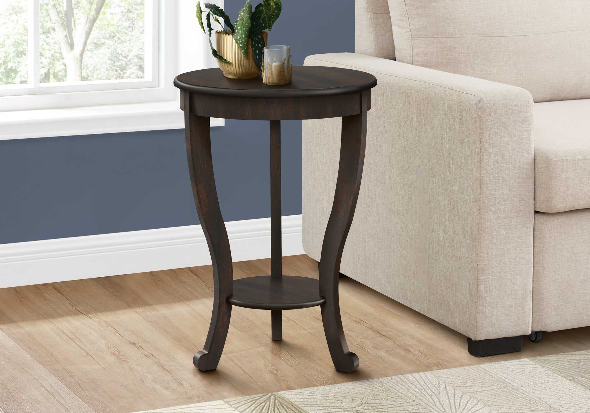 ACCENT TABLE - 24"H / DARK WALNUT VENEER END TABLE #I 3974