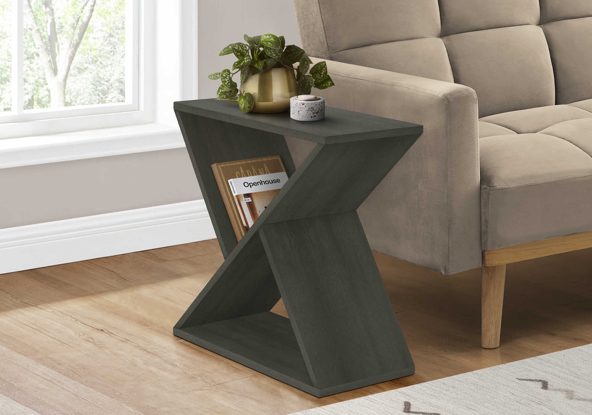 TABLE D'APPOINT - 24"H / TABLE D'APPOINT EN PLACAGE VERT FONCÉ #I 3982