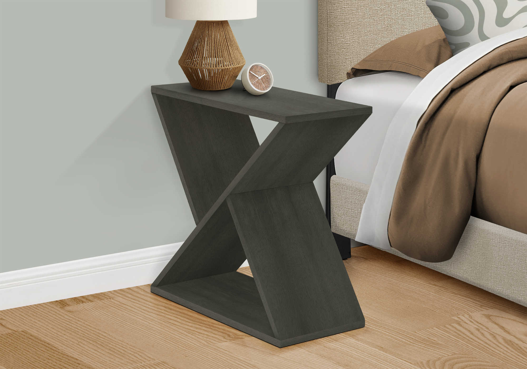 NIGHTSTAND - 24"H / DARK GREEN VENEER END TABLE #I 3982