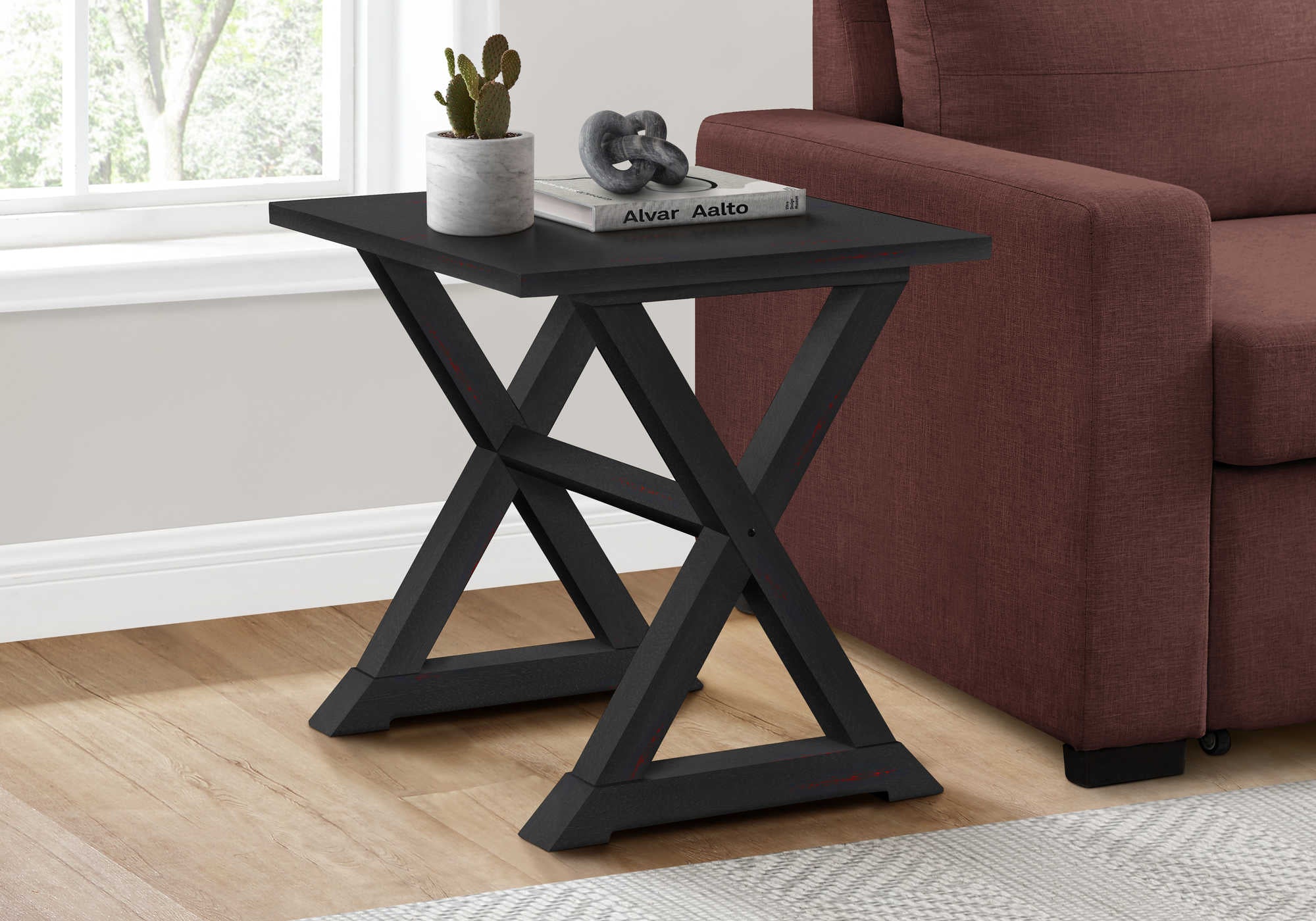 TABLE D'APPOINT - 24"H / TABLE D'APPOINT EN PLACAGE NOIR #I 3987