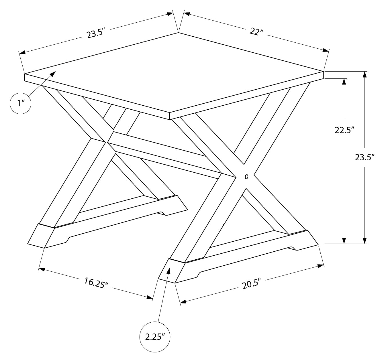 TABLE D'APPOINT - 24"H / TABLE D'APPOINT EN PLACAGE NOIR #I 3987