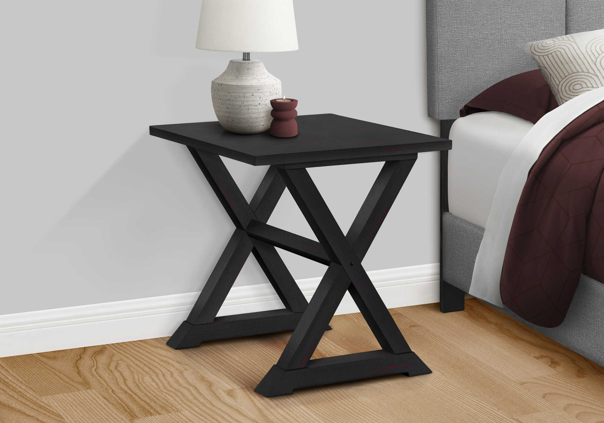 NIGHTSTAND - 24"H / BLACK VENEER END TABLE #I 3987