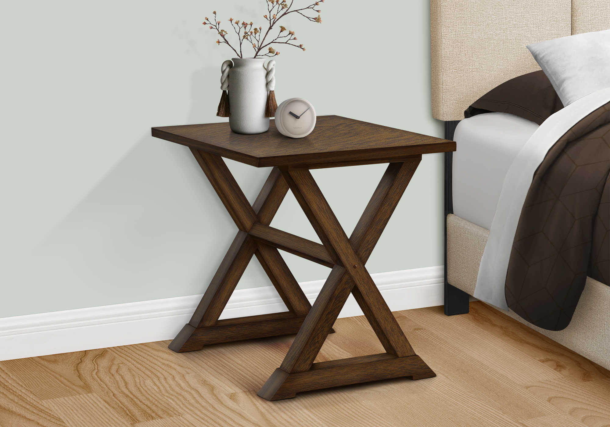 NIGHTSTAND - 24"H / DARK WALNUT VENEER END TABLE #I 3988