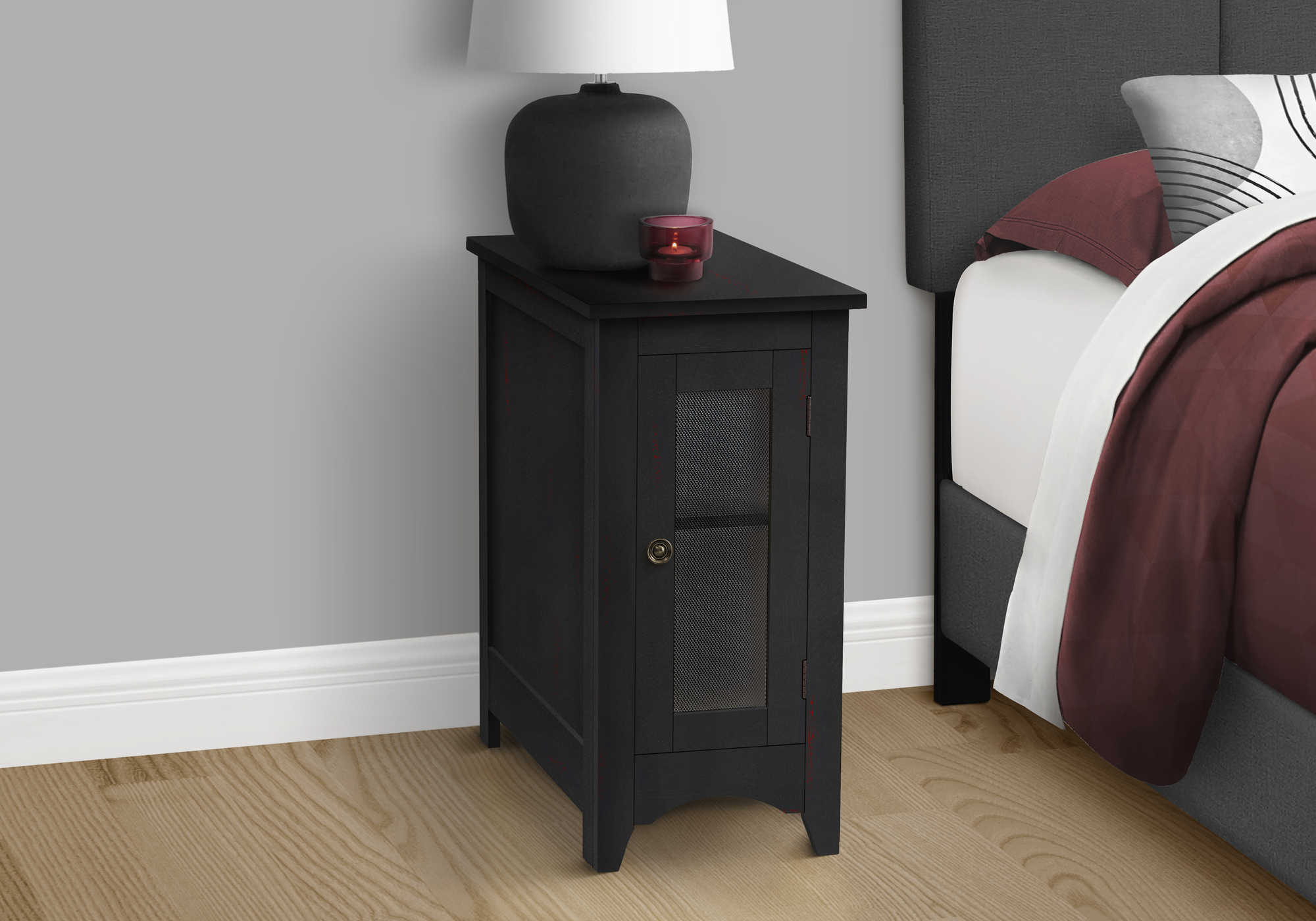 NIGHTSTAND - 24"H / BLACK VENEER END TABLE #I 3995