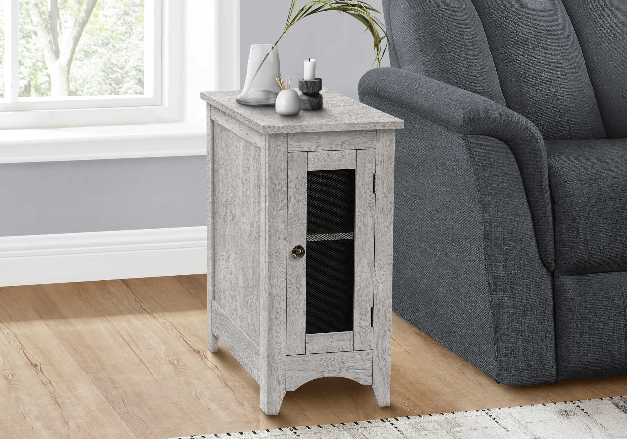 TABLE D'APPOINT - 24"H / TABLE D'APPOINT EN PLACAGE GRIS DÉLAVÉ #I 3996