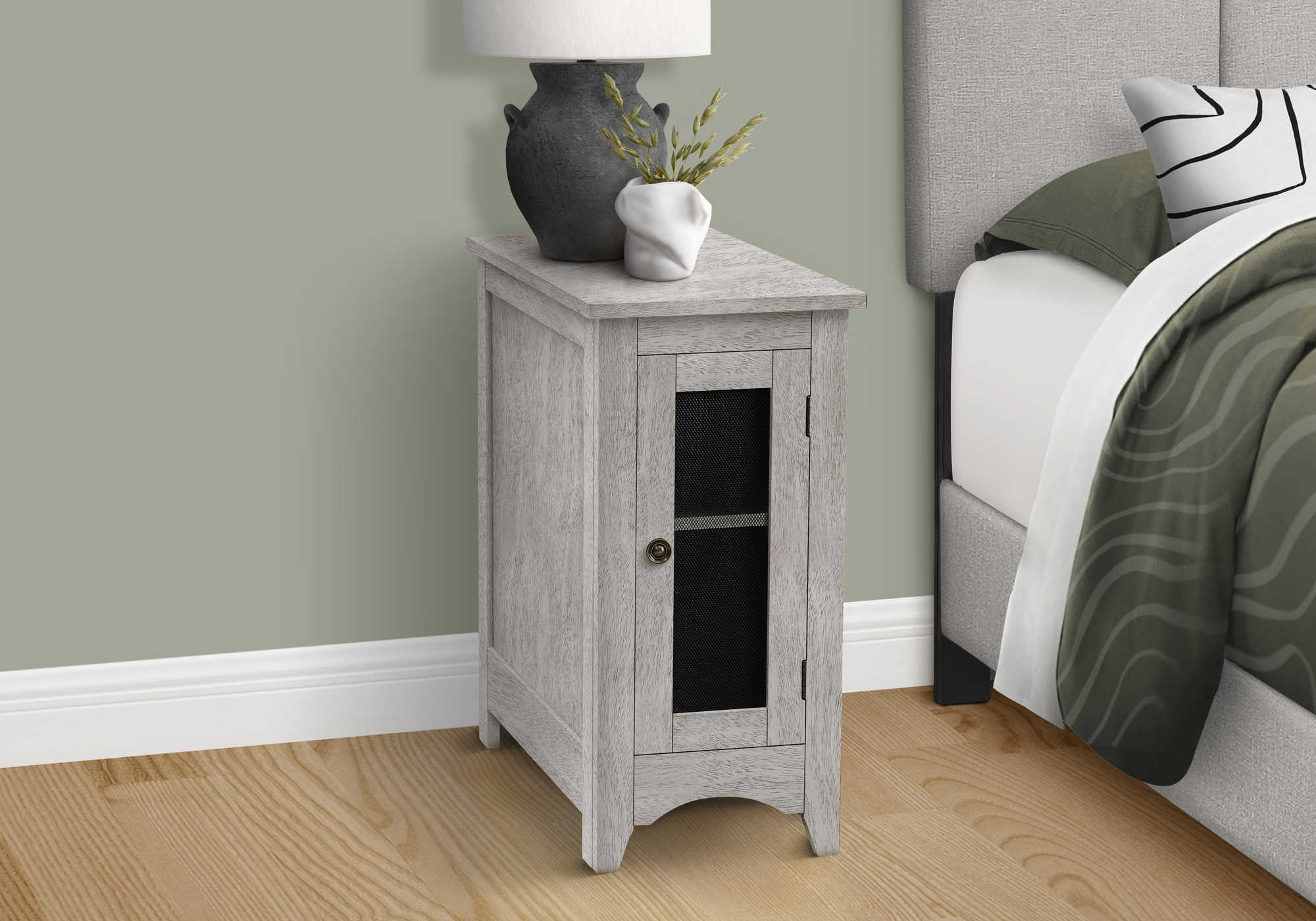 NIGHTSTAND - 24"H / WASHED GREY VENEER END TABLE #I 3996