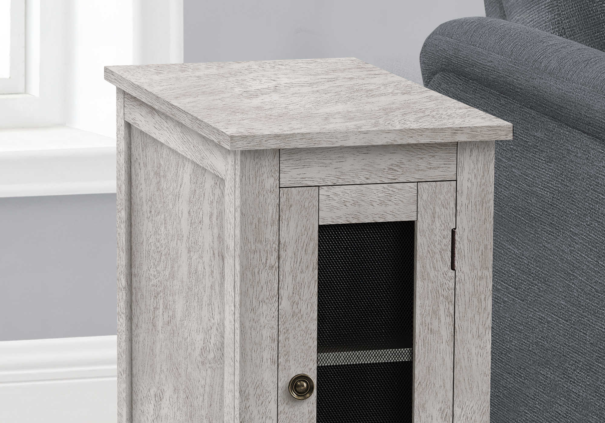 NIGHTSTAND - 24"H / WASHED GREY VENEER END TABLE #I 3996