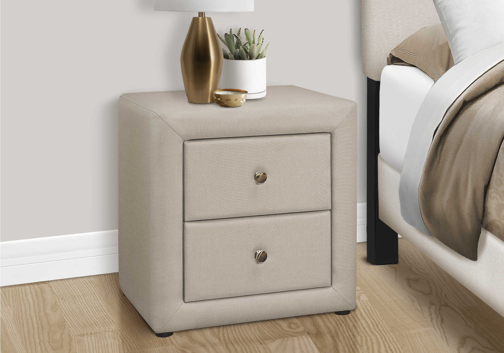 NIGHTSTAND - 21"H / BEIGE LINEN #I 5605