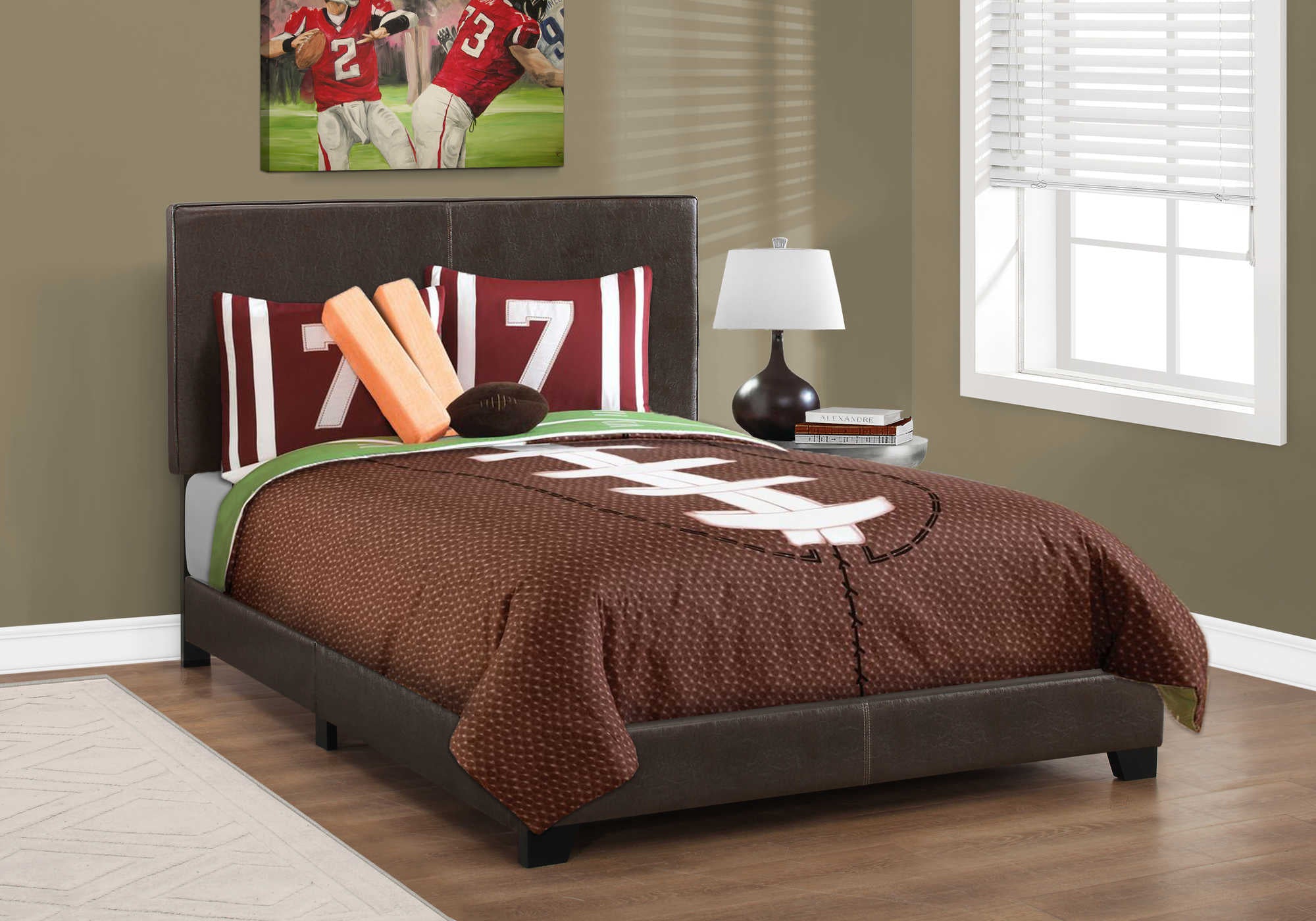 BED - FULL SIZE / DARK BROWN LEATHER-LOOK # I 5910F