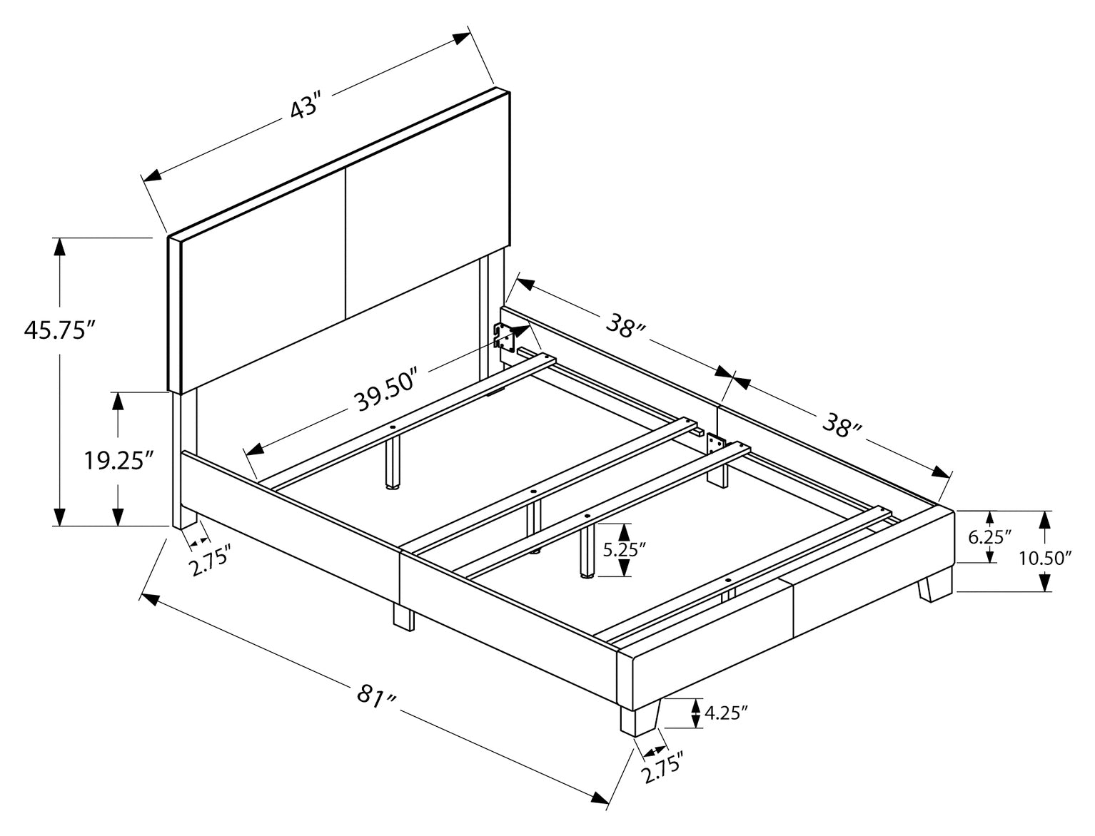 BED - TWIN SIZE / WHITE LEATHER-LOOK # I 5911T