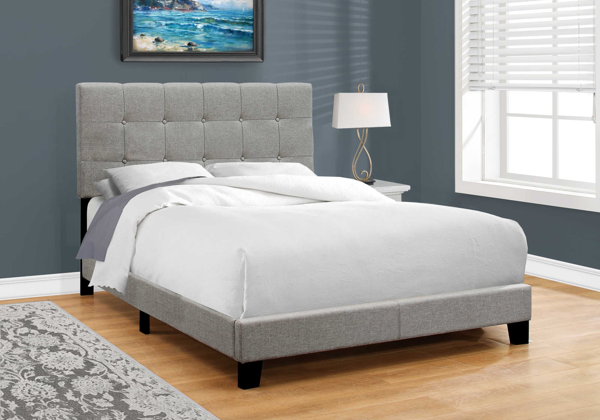 BED - FULL SIZE / GREY LINEN # I 5920F