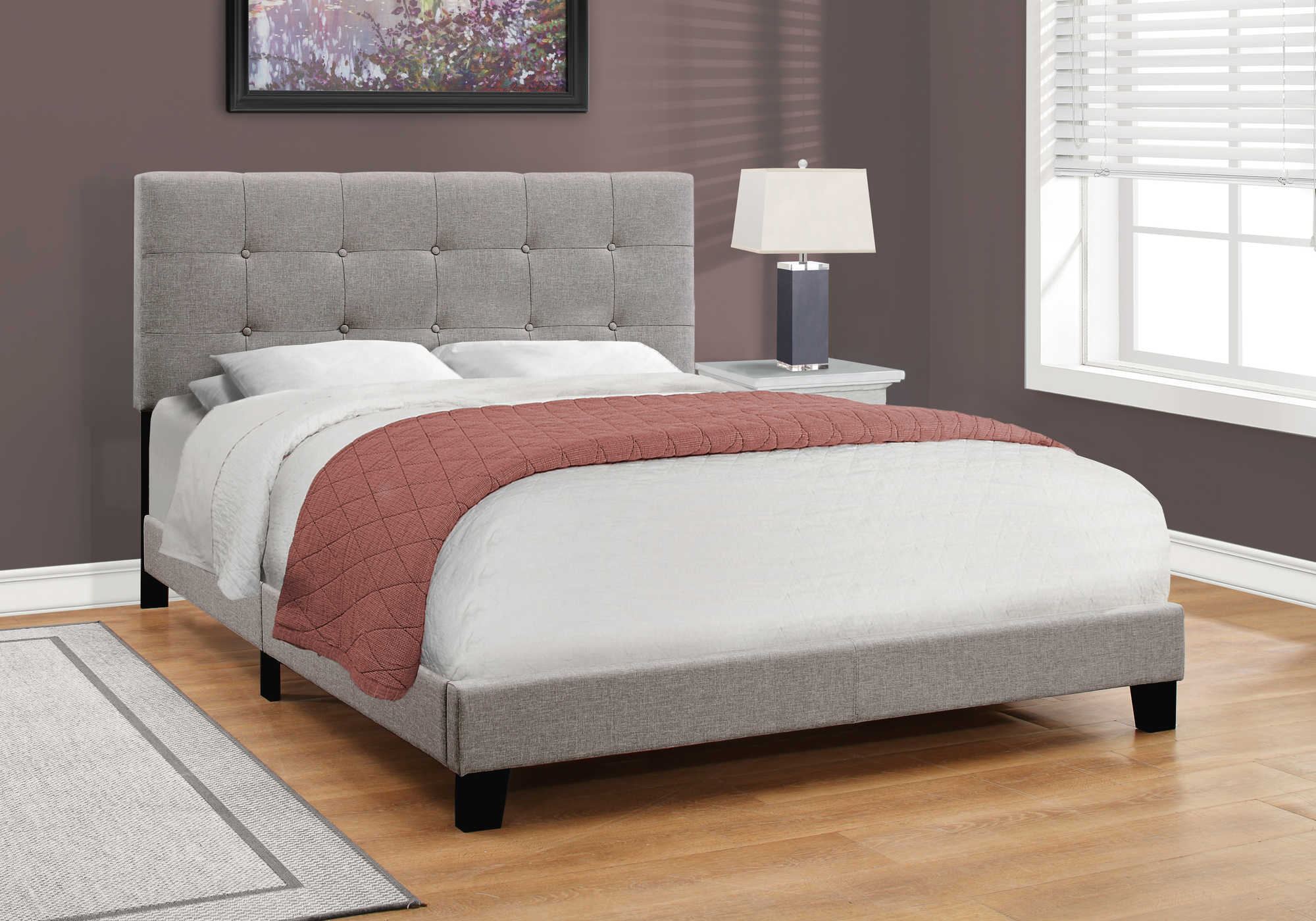 BED - QUEEN SIZE / GREY LINEN # I 5920Q