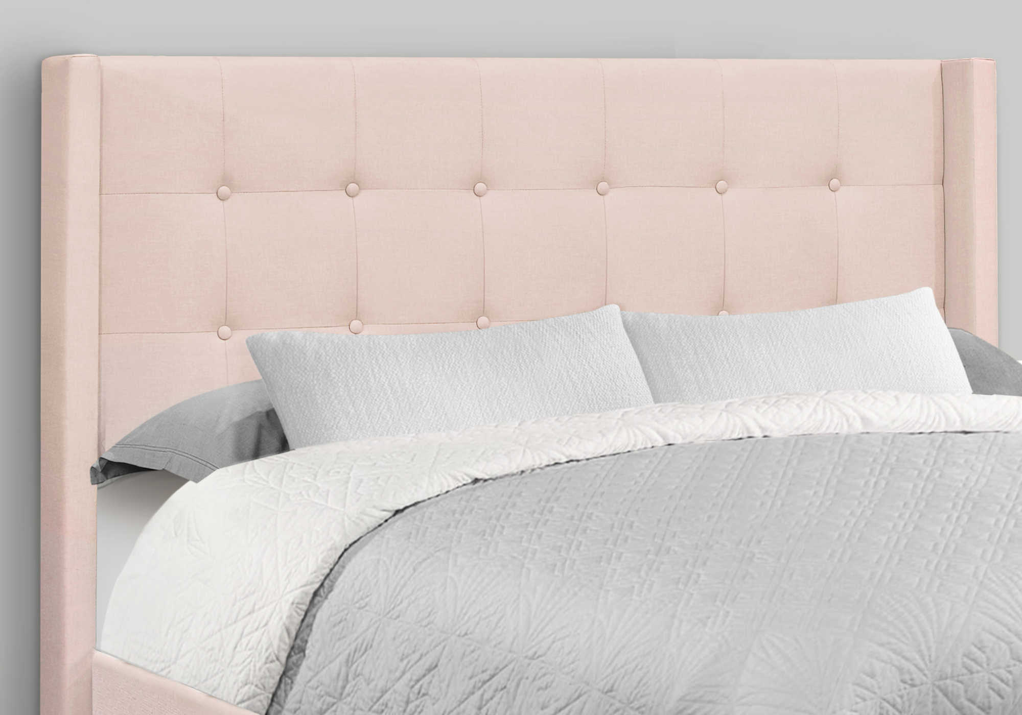 BED - QUEEN SIZE / PINK VELVET WITH CHROME METAL LEGS # I 6042Q