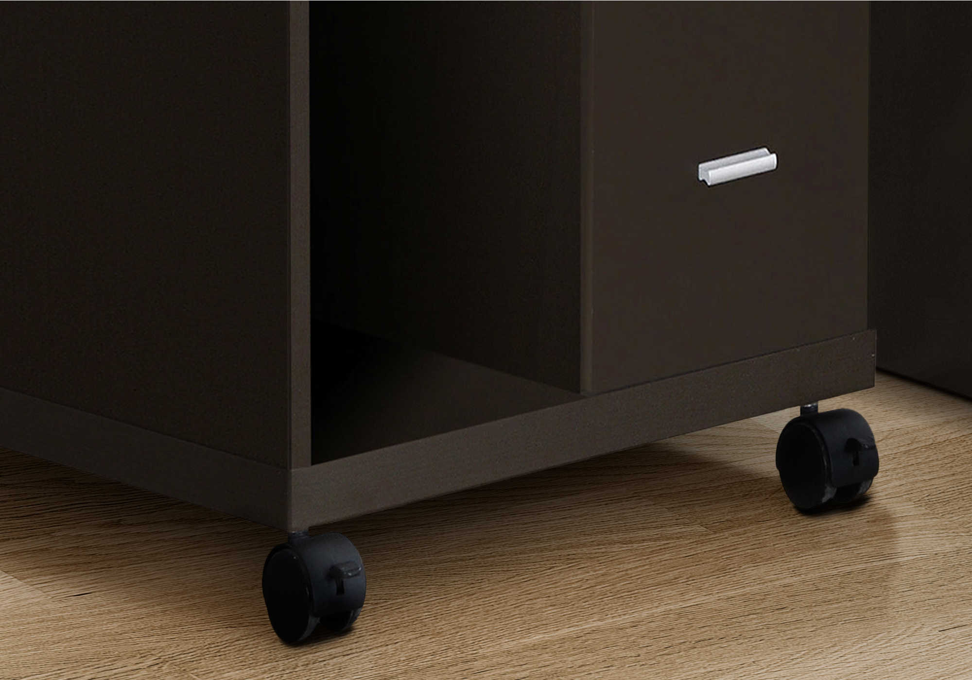 OFFICE CABINET - ESPRESSO 2 DRAWER ON CASTORS # I 7004