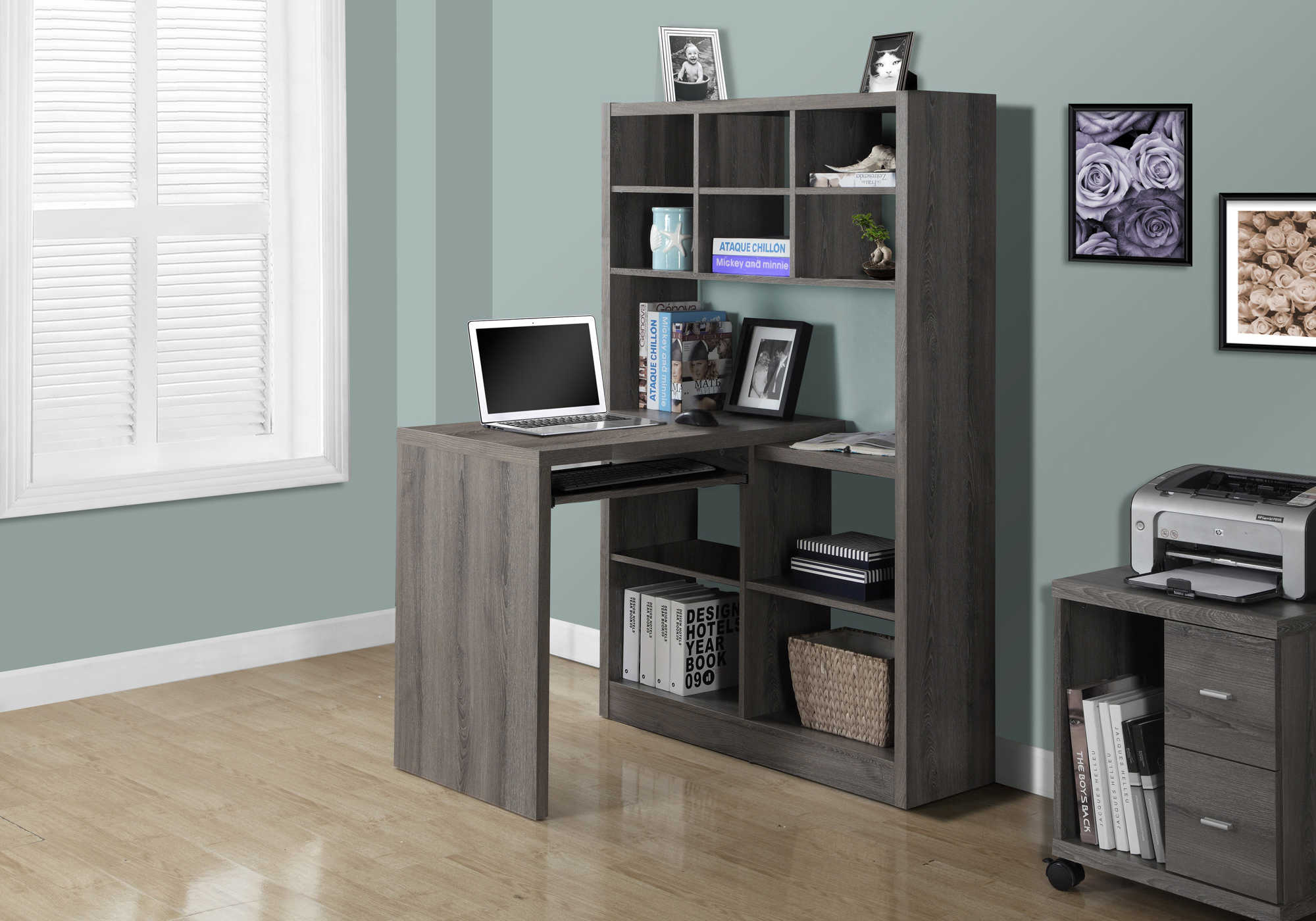 COMPUTER DESK - DARK TAUPE LEFT OR RIGHT FACING CORNER # I 7041