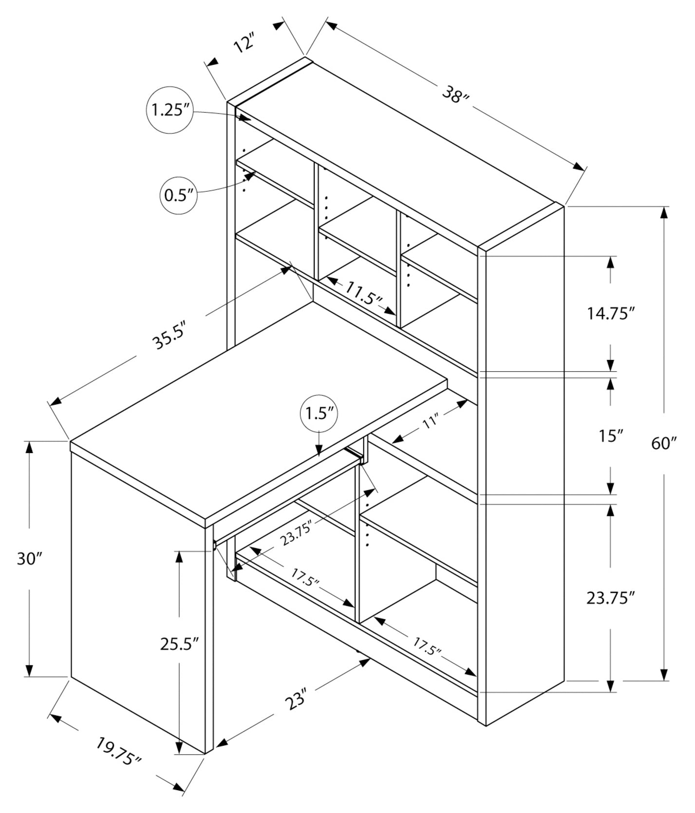 COMPUTER DESK - DARK TAUPE LEFT OR RIGHT FACING CORNER # I 7041