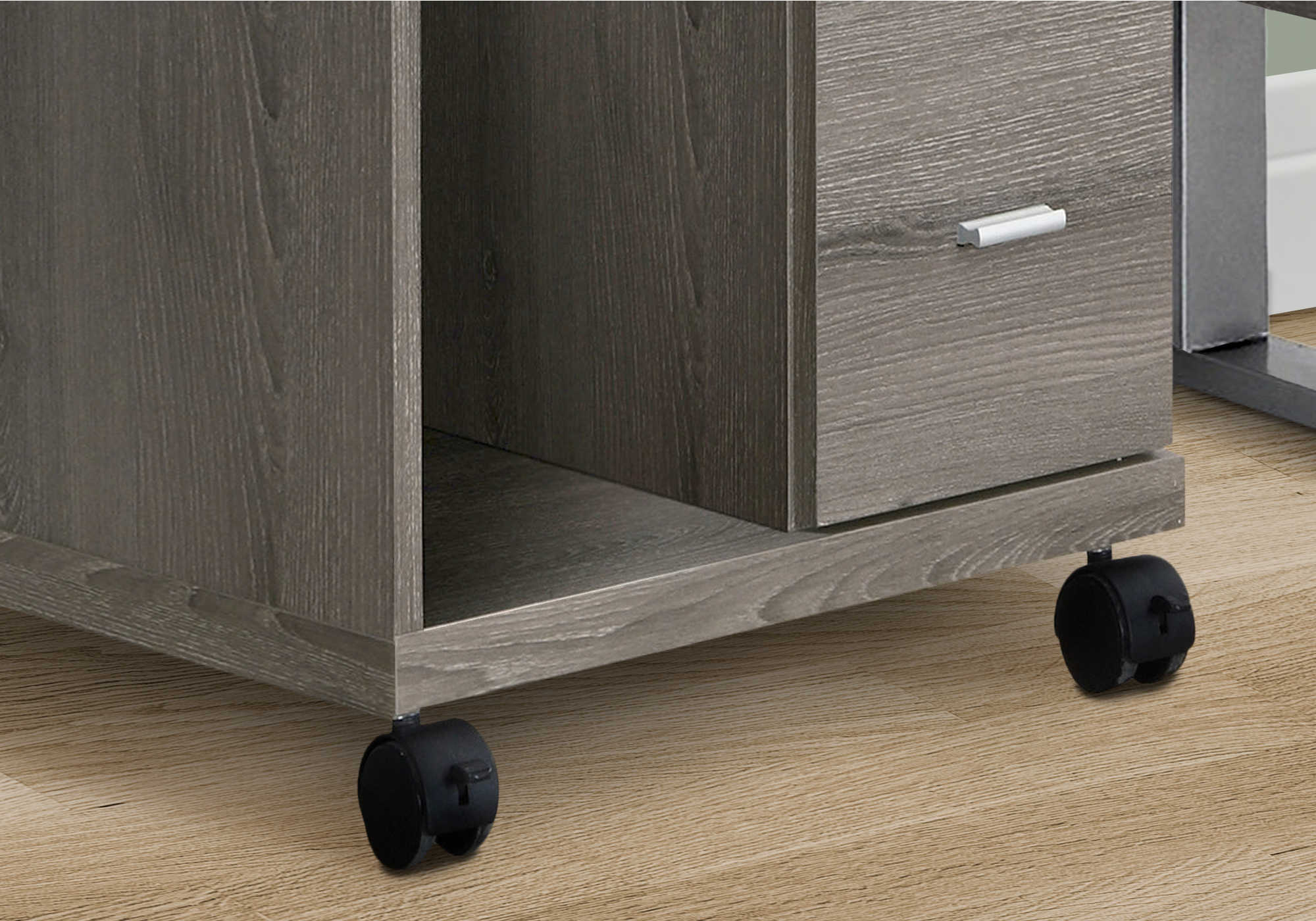 OFFICE CABINET - DARK TAUPE WITH 2 DRAWERS ON CASTORS # I 7056