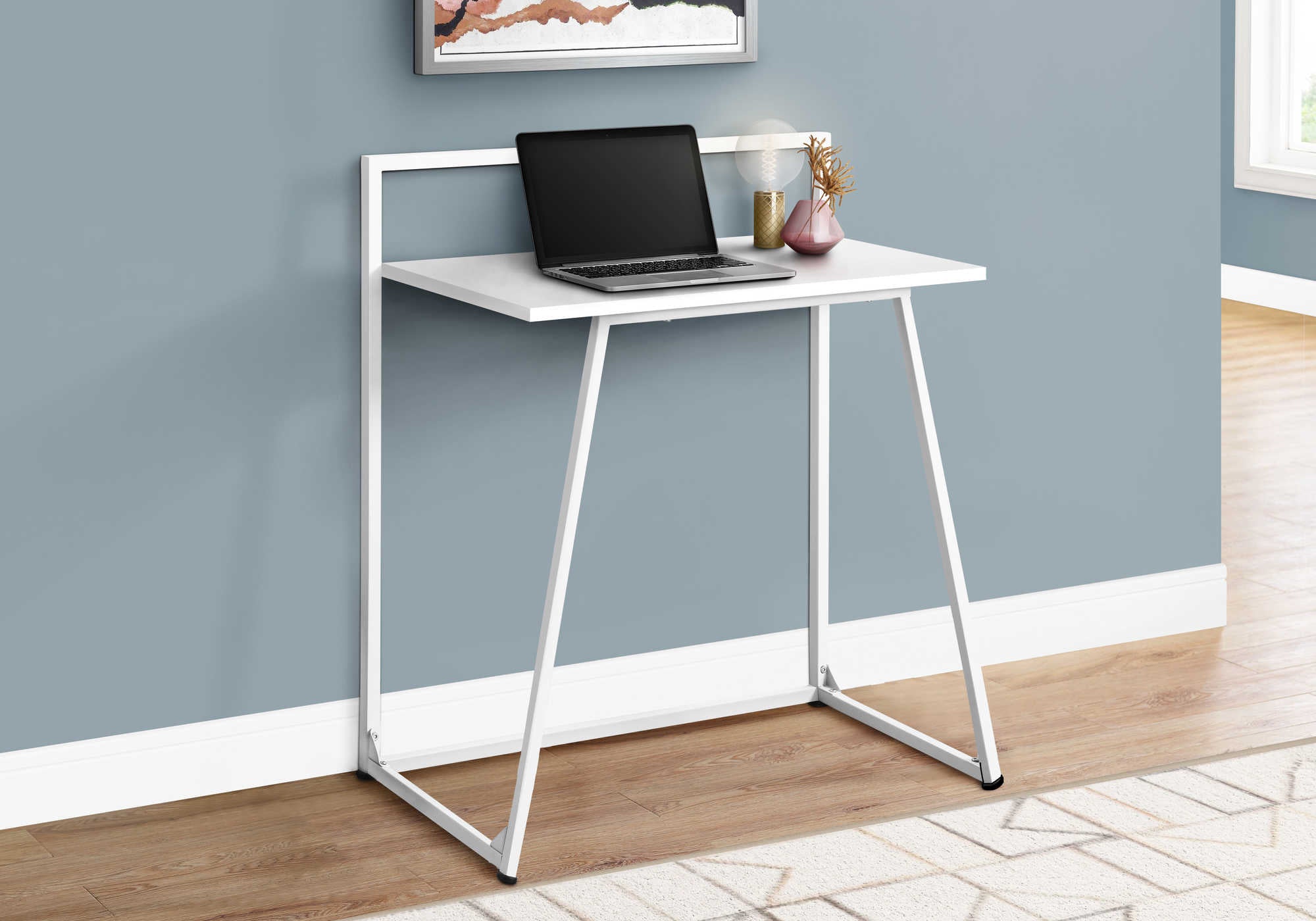 BUREAU D'ORDINATEUR - 30"L / BLANC JUVÉNILE / MÉTAL BLANC # I 7110