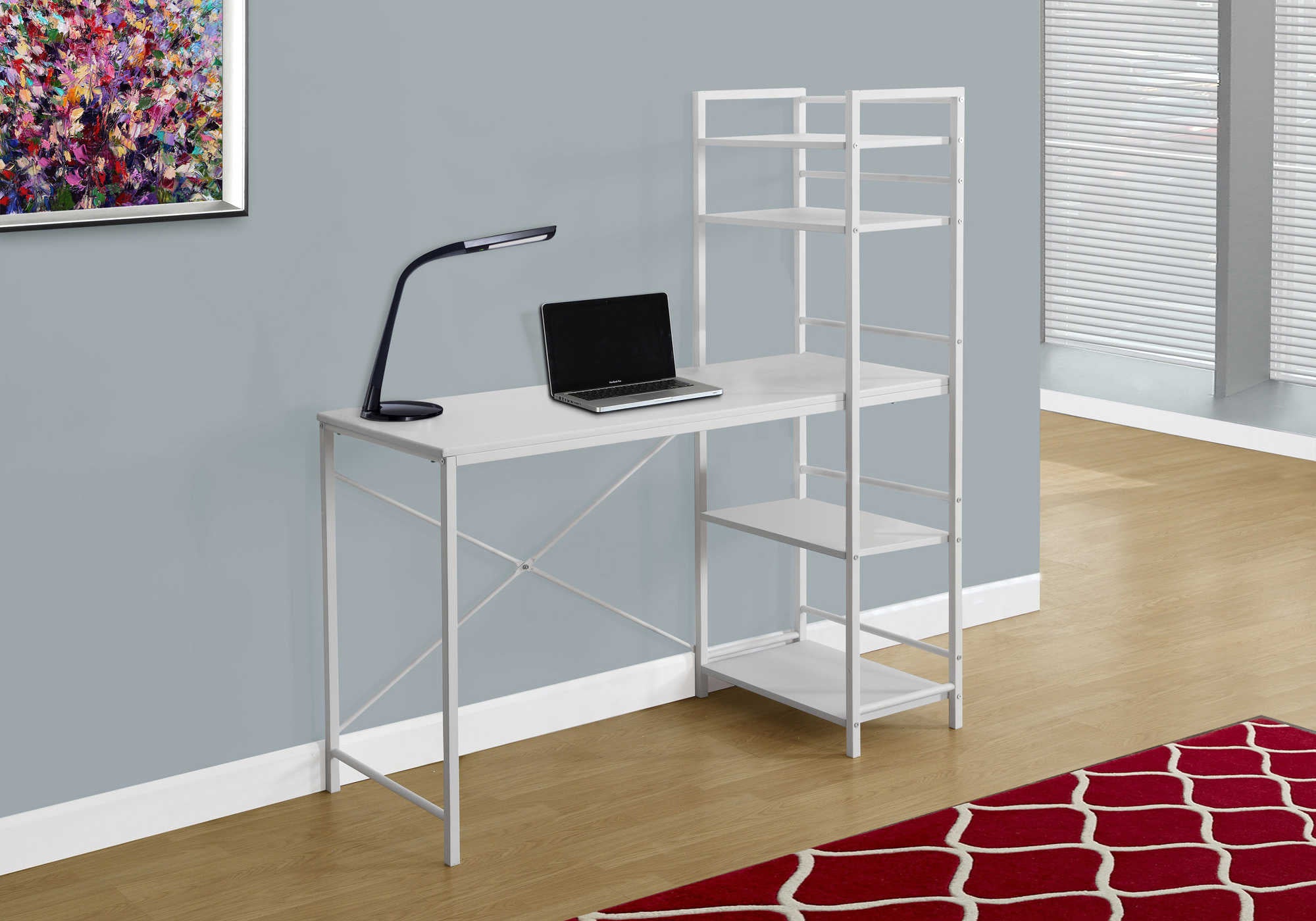 COMPUTER DESK - 48"L / WHITE TOP / WHITE METAL # I 7165