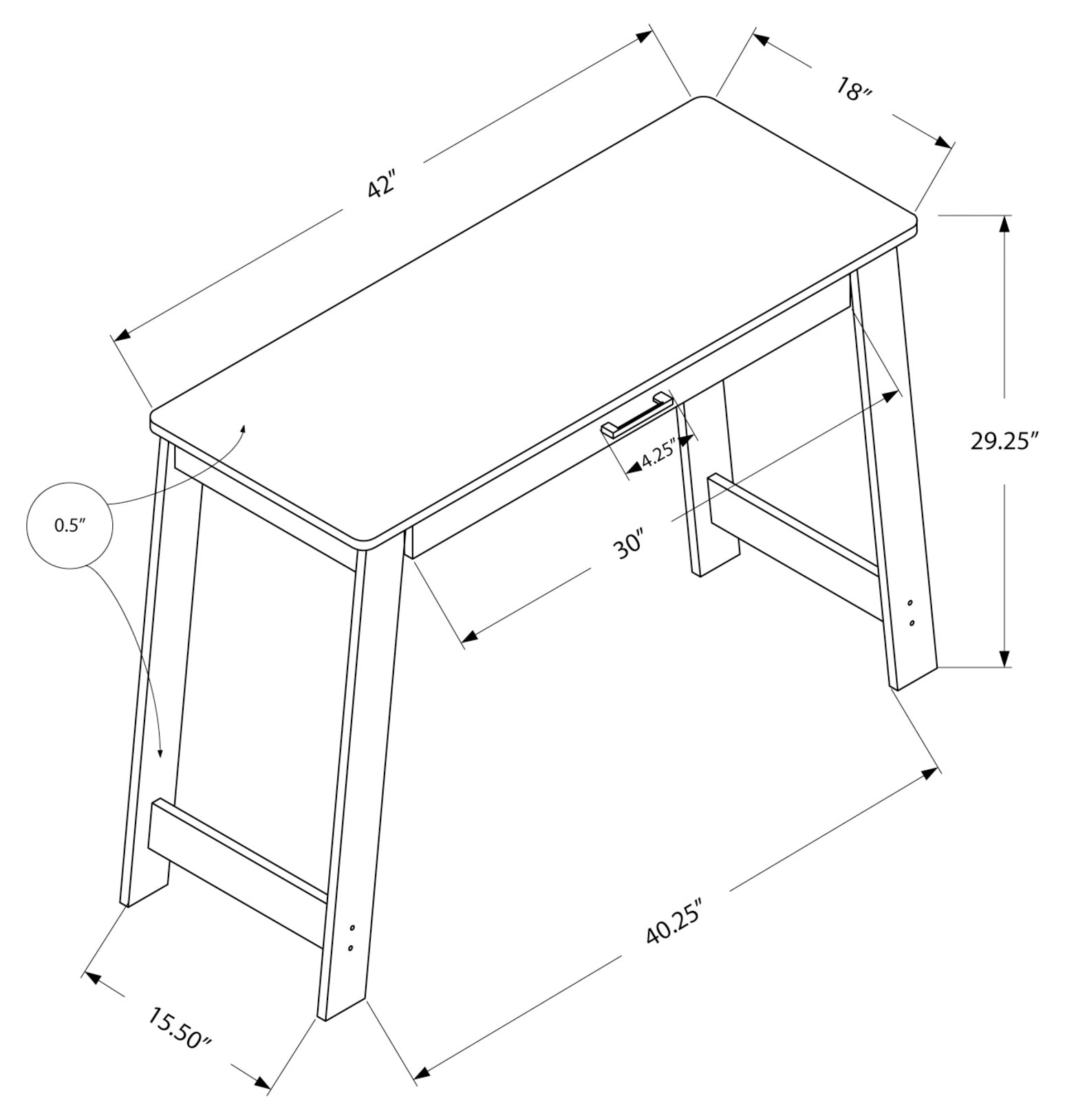 BUREAU D'ORDINATEUR - 42"L / ESPRESSO AVEC TIROIR DE RANGEMENT # I 7190