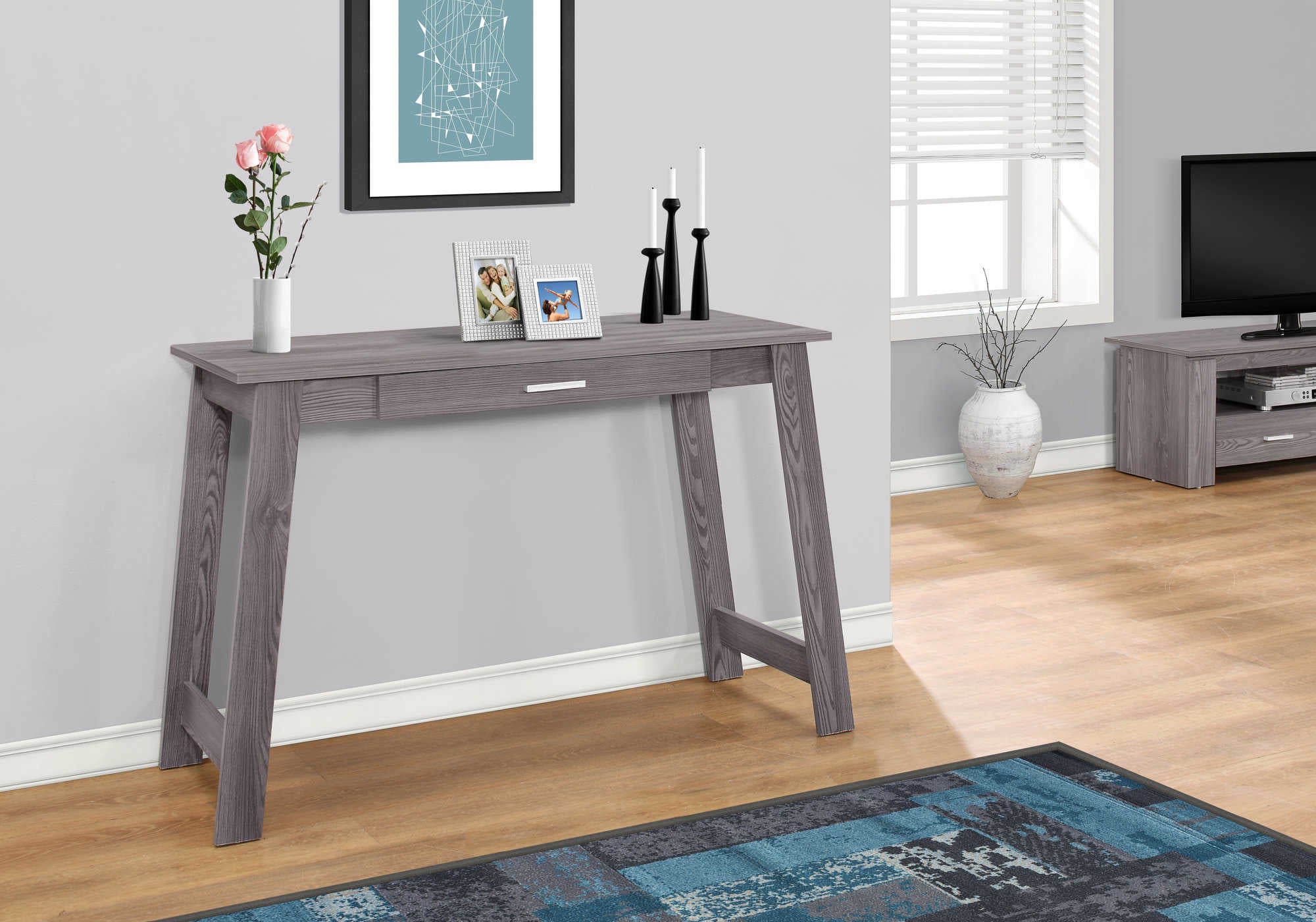 BUREAU D'ORDINATEUR - 42"L / GRIS AVEC TIROIR DE RANGEMENT # I 7192