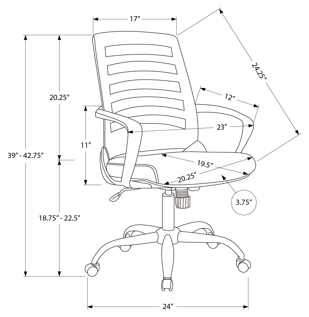 OFFICE CHAIR - WHITE / GREY MESH / MULTI POSITION # I 7225