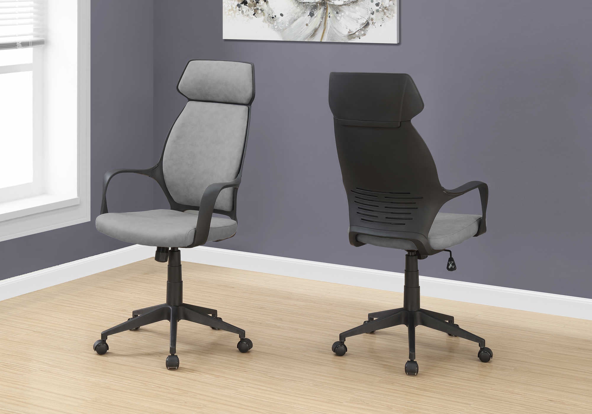 OFFICE CHAIR - GREY MICROFIBER / HIGH BACK EXECUTIVE # I 7250