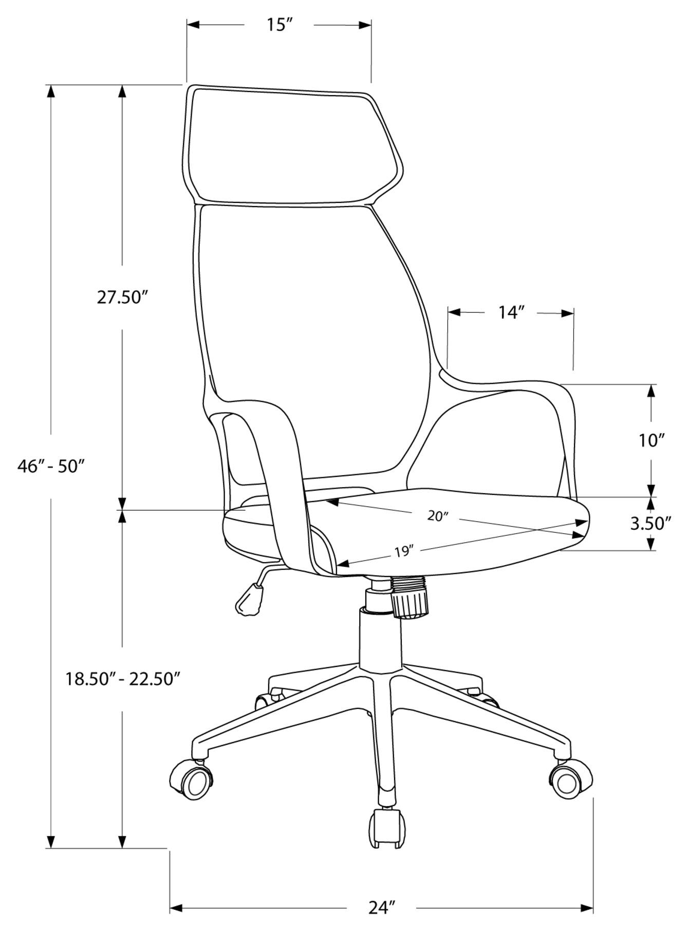 OFFICE CHAIR - GREY MICROFIBER / HIGH BACK EXECUTIVE # I 7250