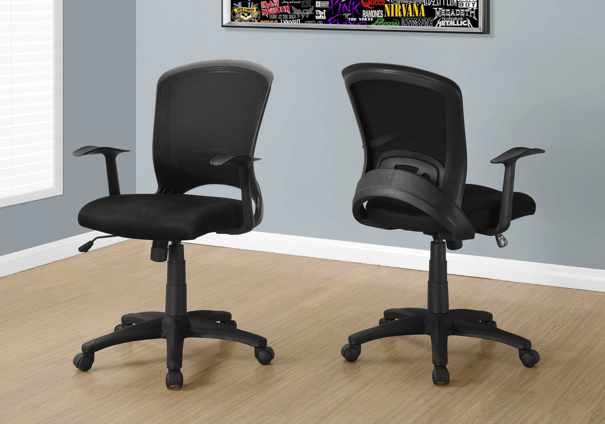 OFFICE CHAIR - BLACK MESH MID-BACK / MULTI-POSITION # I 7265